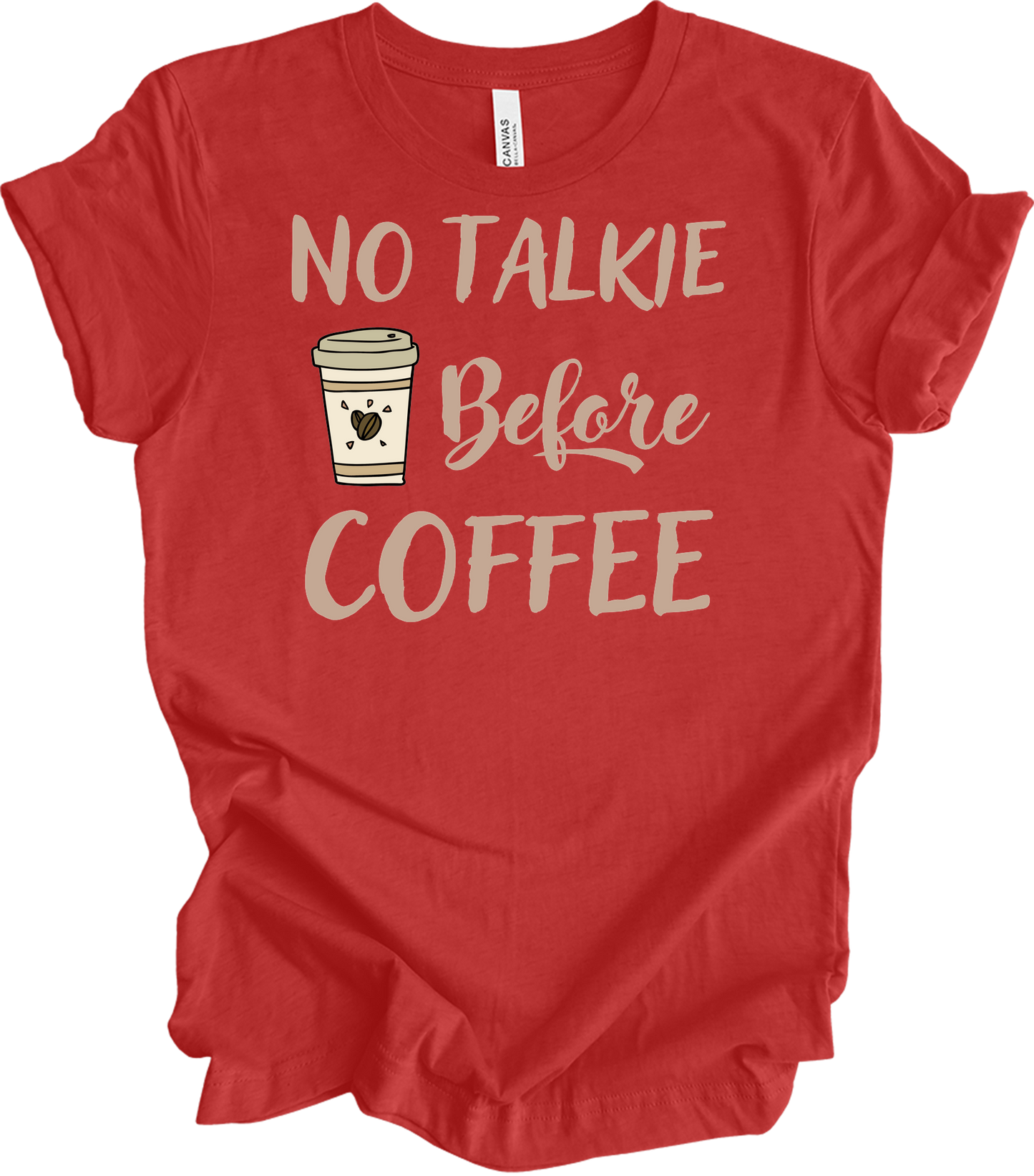 No Talkie Before Coffee T-Shirt in Heather Red