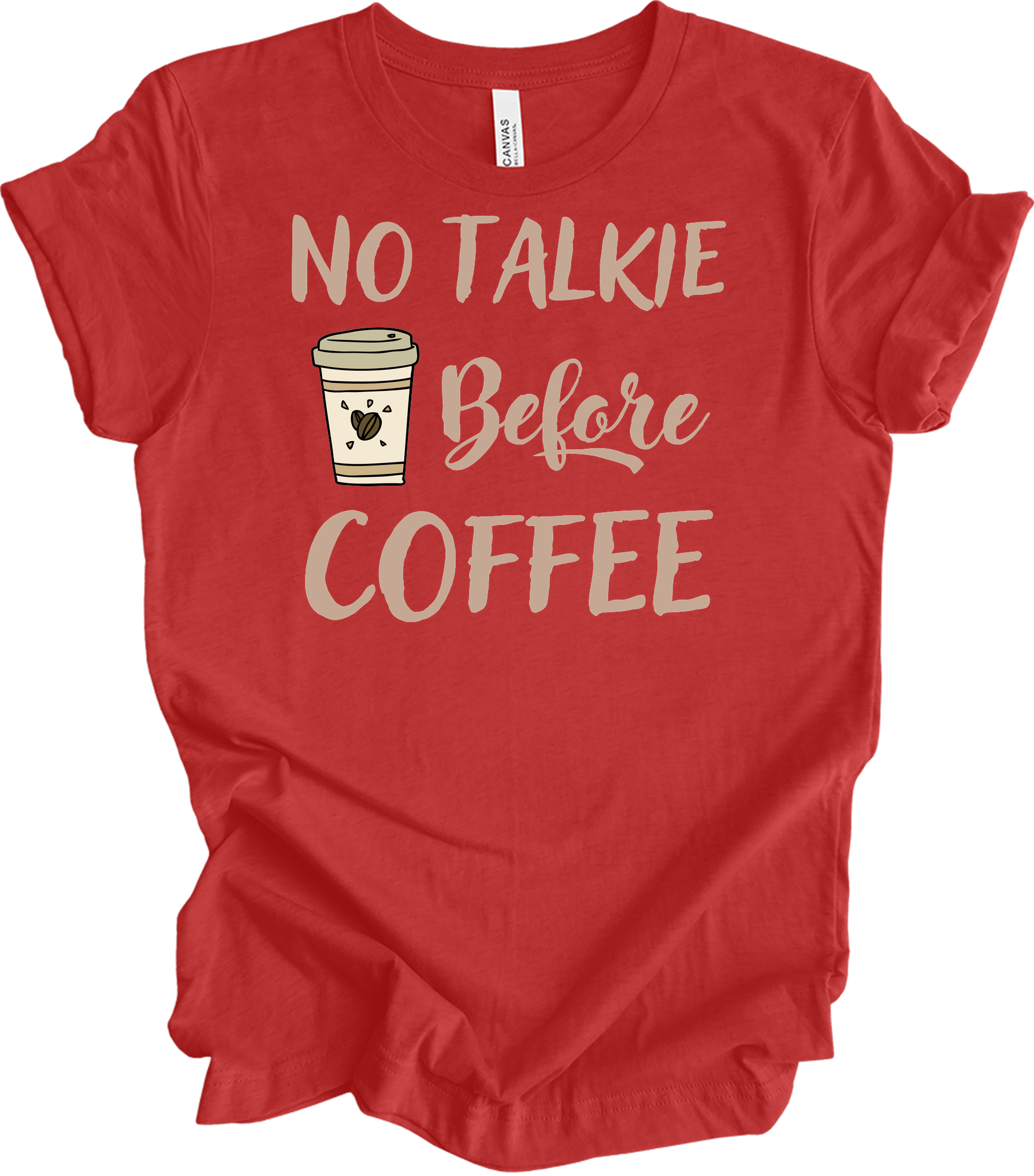 No Talkie Before Coffee T-Shirt in Heather Red