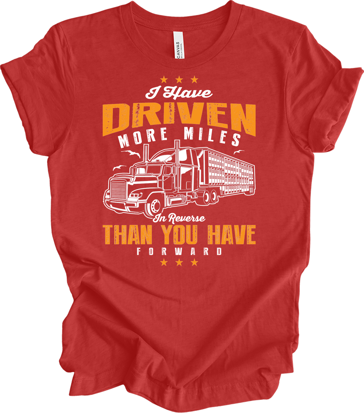 Truck Driver Reverse Miles T-Shirt in Heather Red