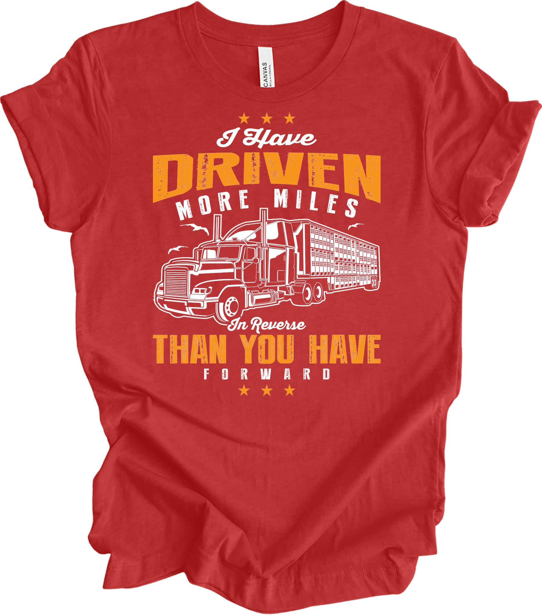 Truck Driver Reverse Miles T-Shirt in Heather Red