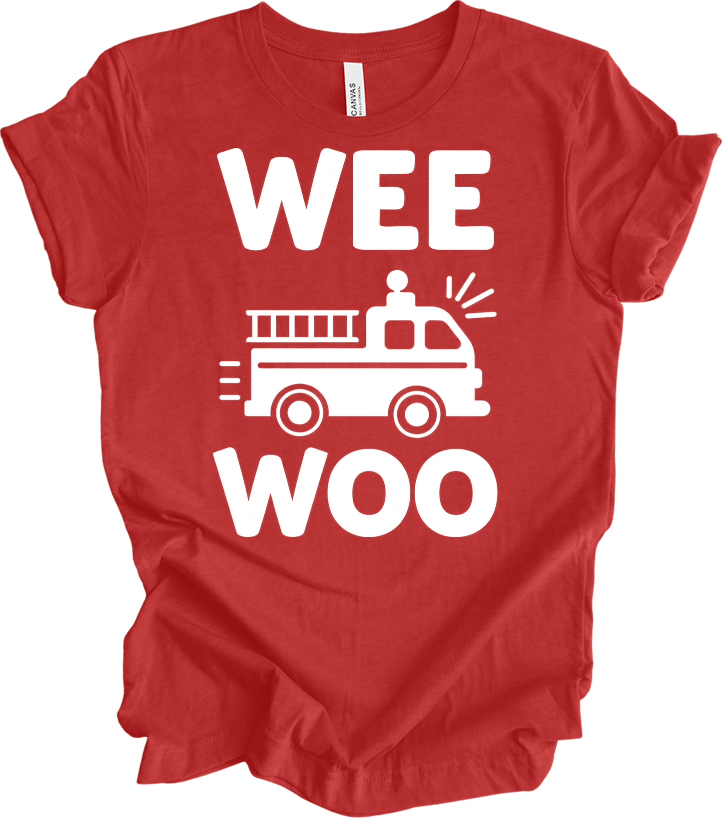 Wee Woo Fire Truck T-Shirt in Heather Red