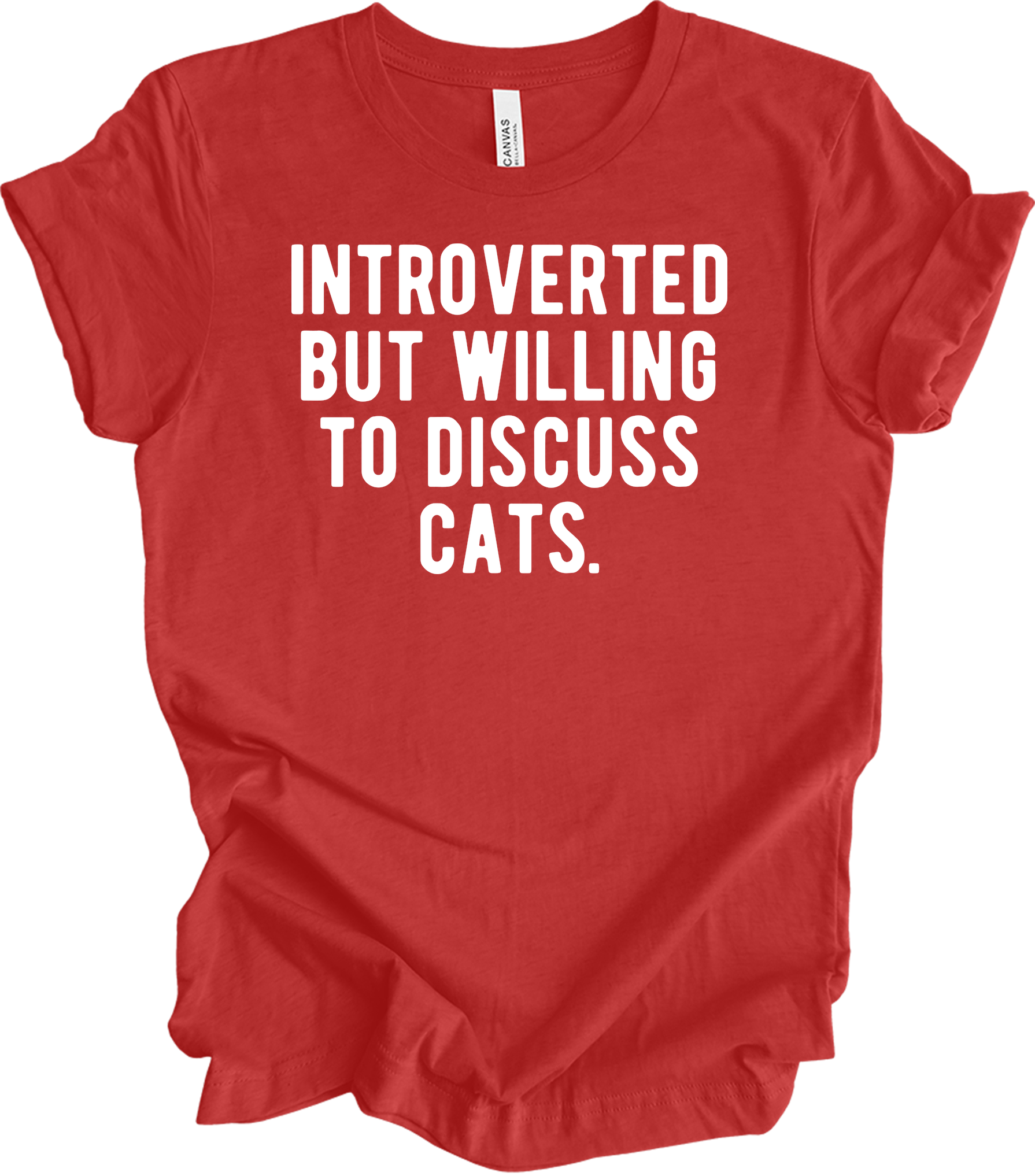 Introverted Discuss Cats T-Shirt in Heather Red