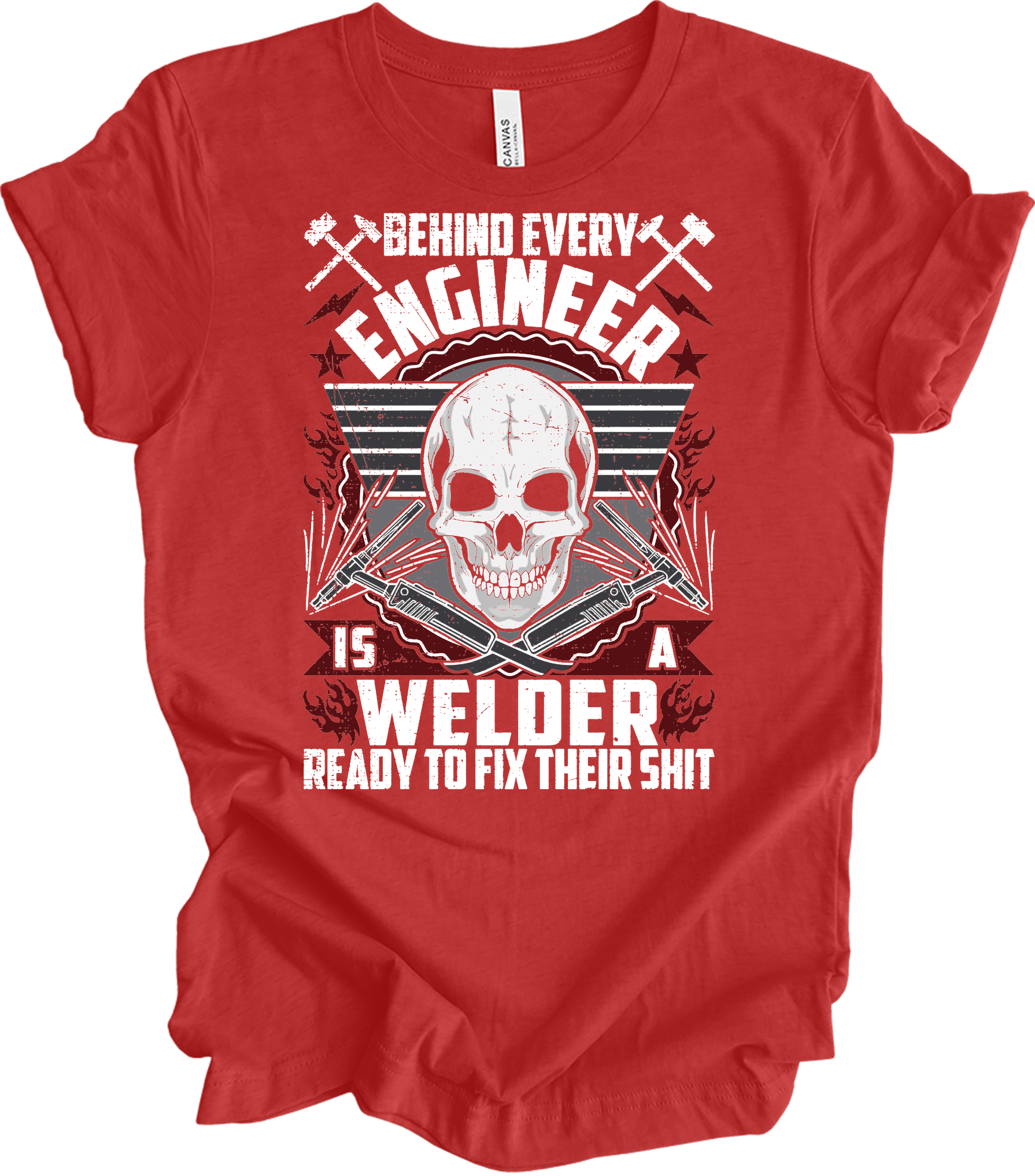 Welder Because Engineers Need Heroes - Funny Welding Gift T-Shirt in Heather Red