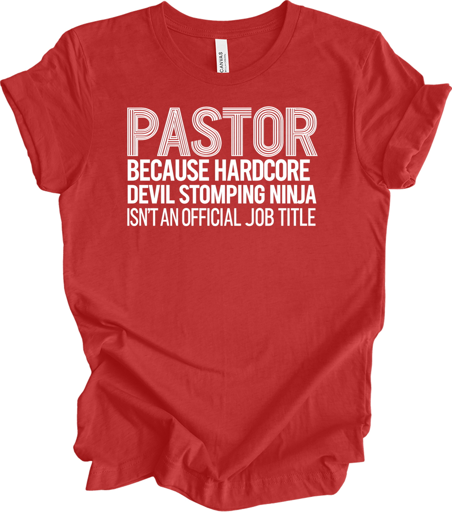 Pastor Devil Stomping Ninja T-Shirt in Heather Red