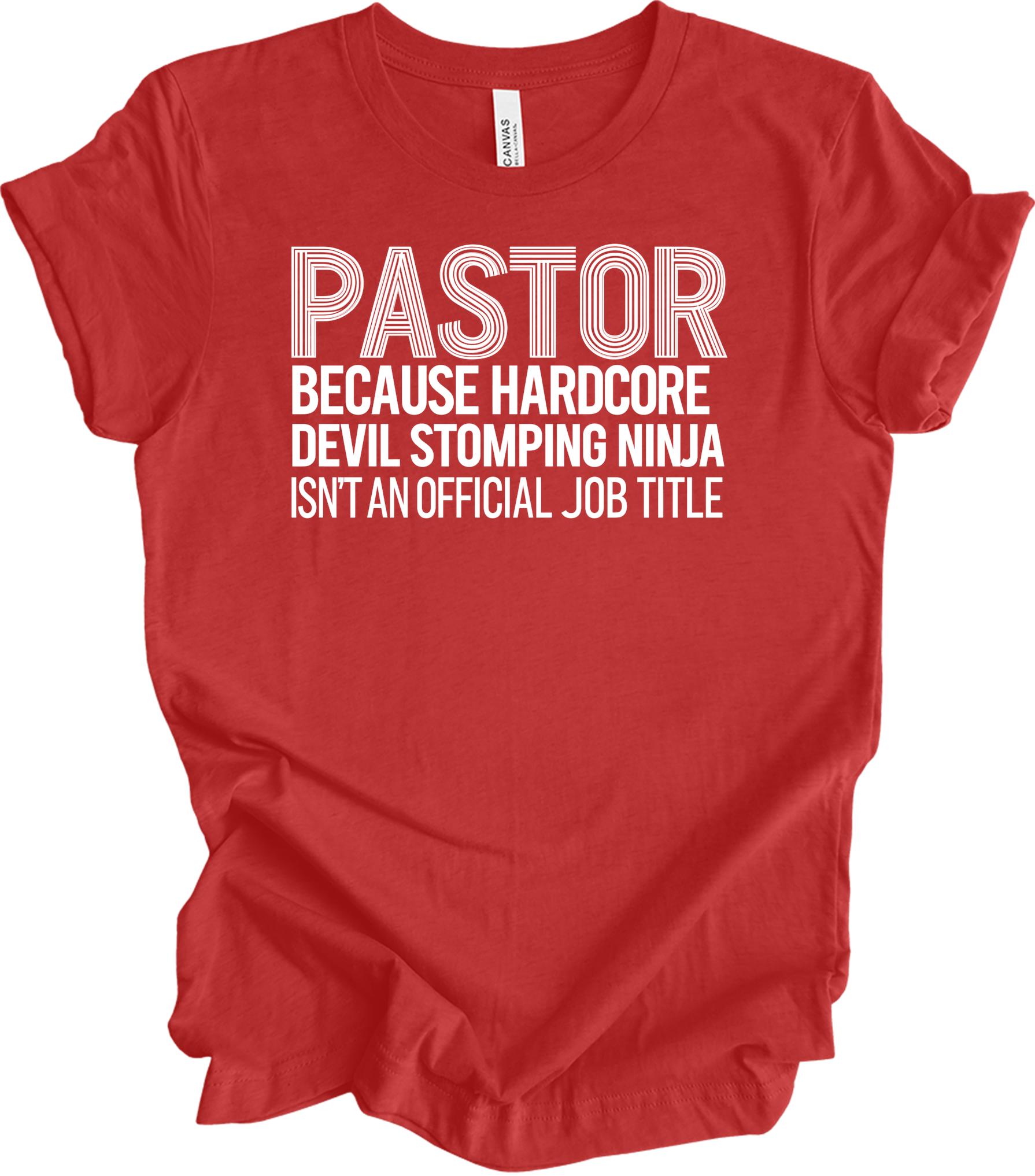 Pastor Devil Stomping Ninja T-Shirt in Heather Red