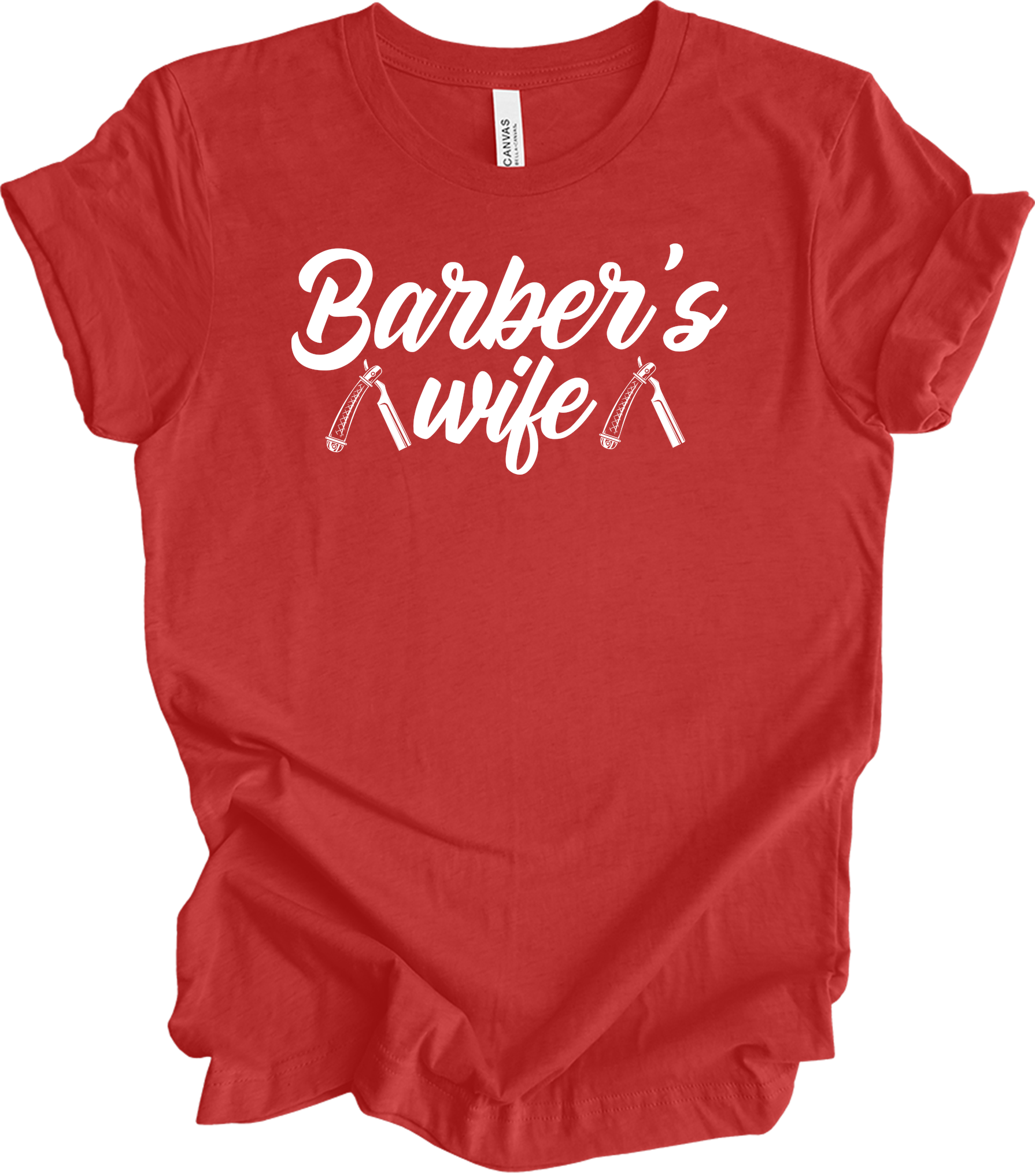 Barber Wife - Barber Shop Gift for Women T-Shirt in Heather Red