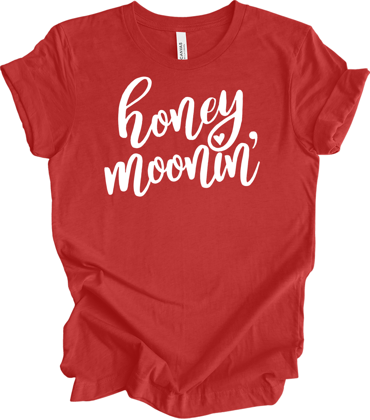 Honeymoonin' - Just Married Newlywed Honeymoon Vacation T-Shirt in Heather Red