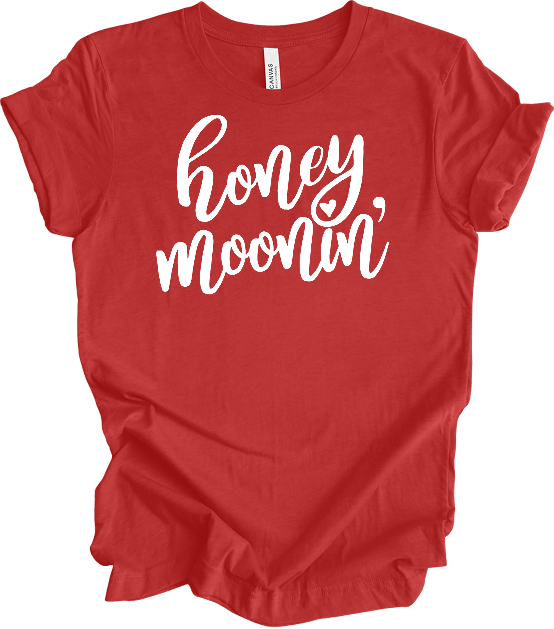 Honeymoonin' - Just Married Newlywed Honeymoon Vacation T-Shirt in Heather Red