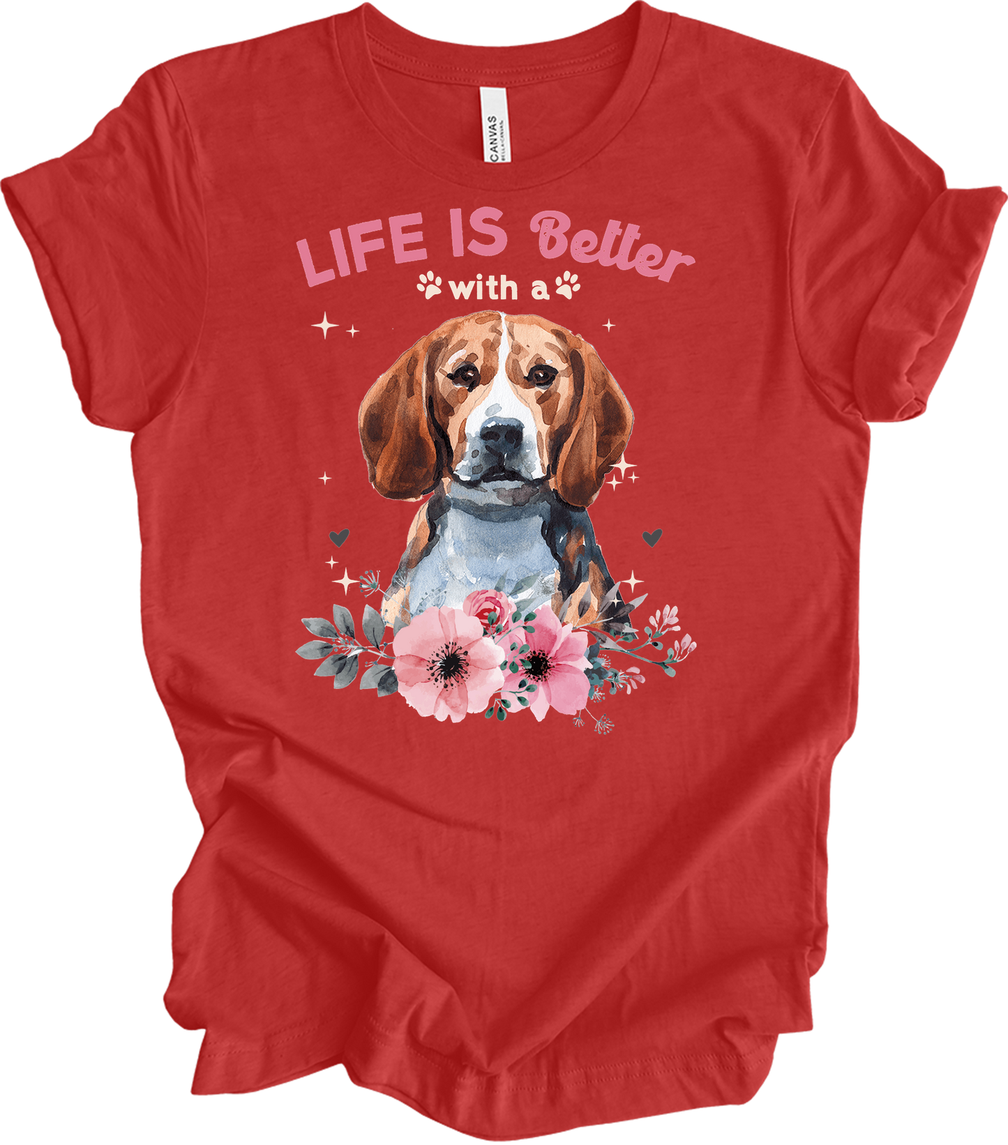 Life is Better with a Beagle T-Shirt in Heather Red