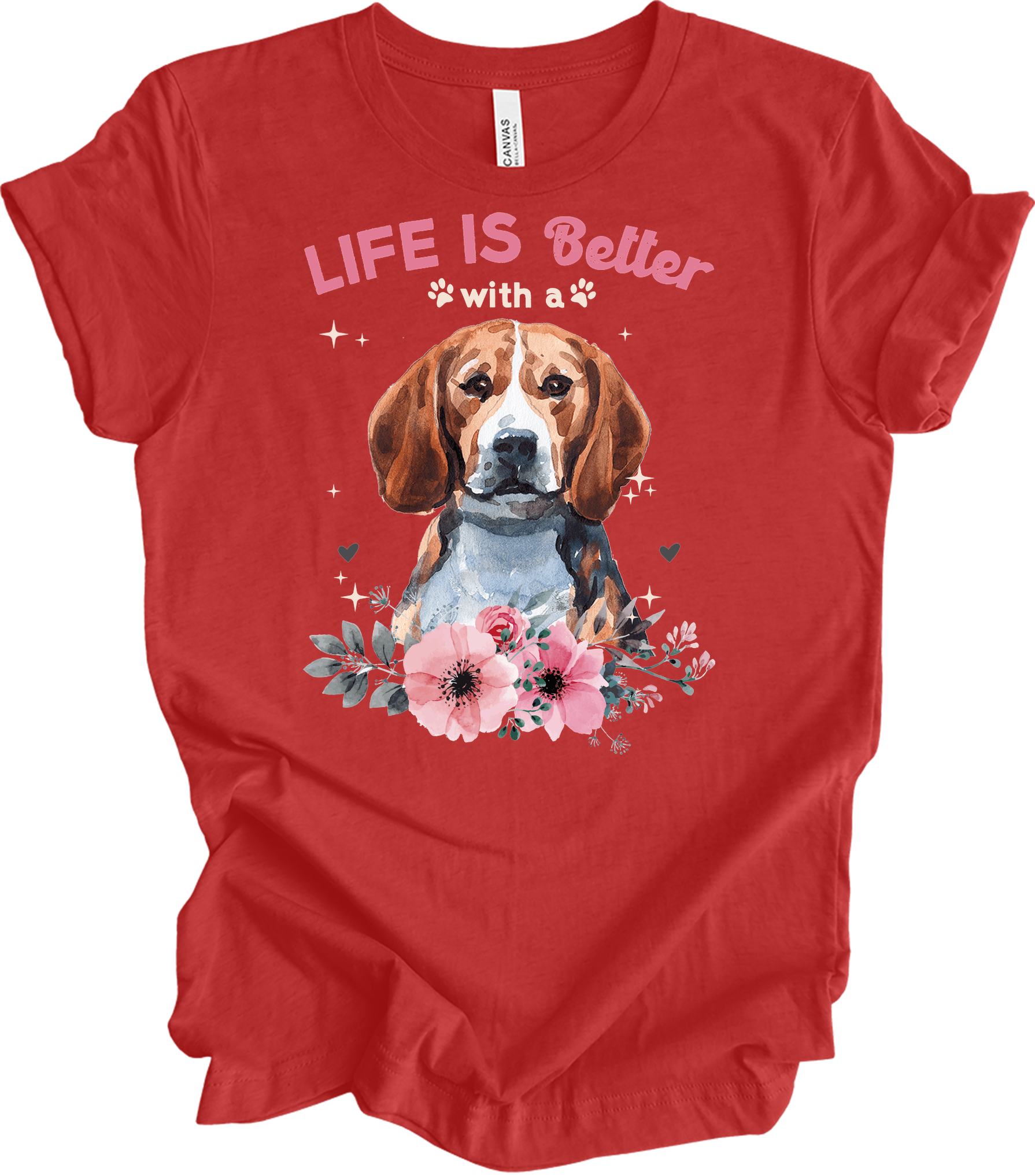 Life is Better with a Beagle T-Shirt in Heather Red