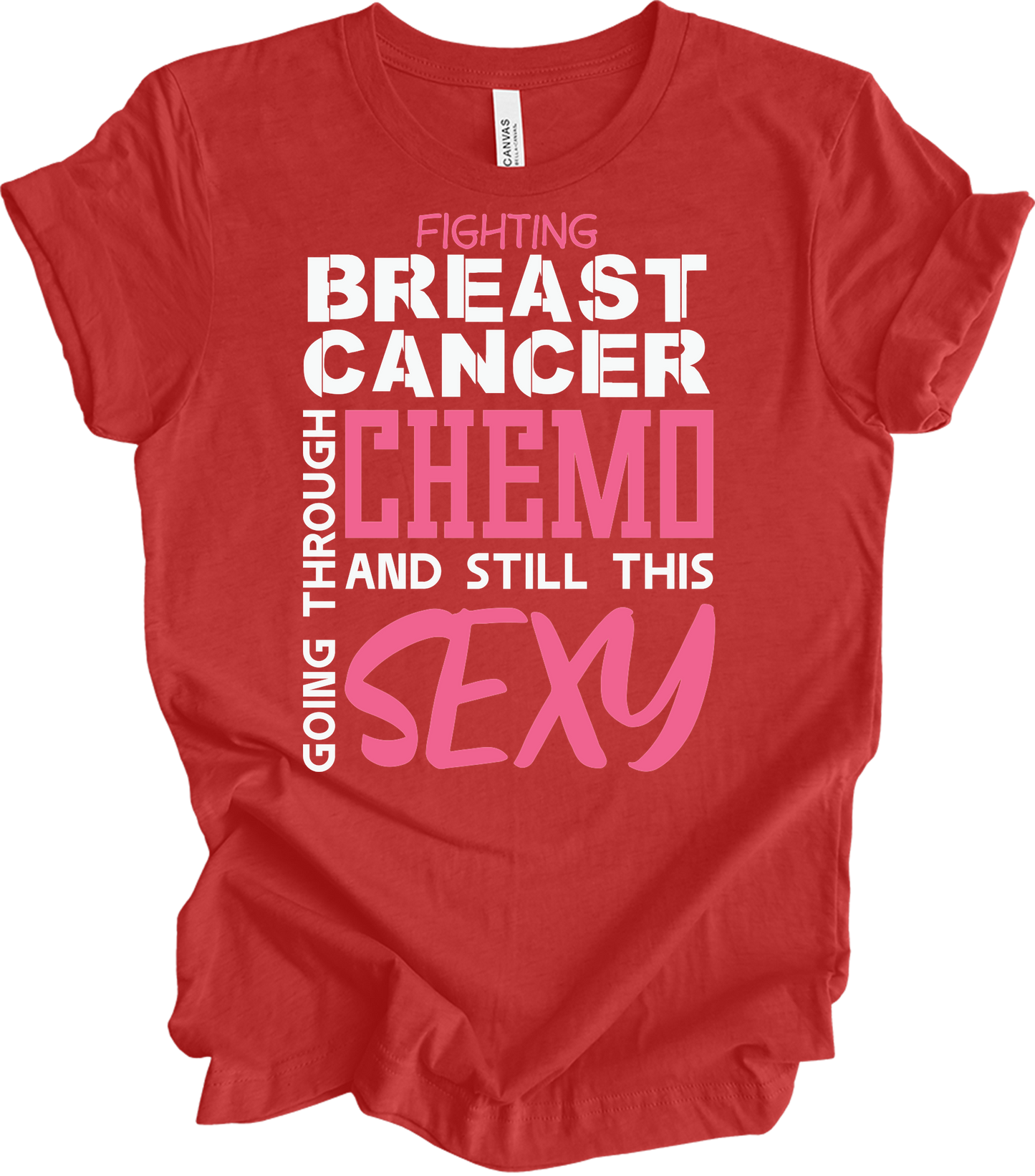 Breast Cancer Chemo Sexy T-Shirt in Heather Red