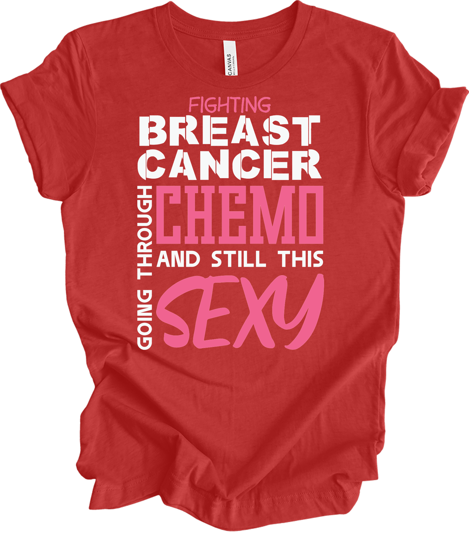 Breast Cancer Chemo Sexy T-Shirt in Heather Red