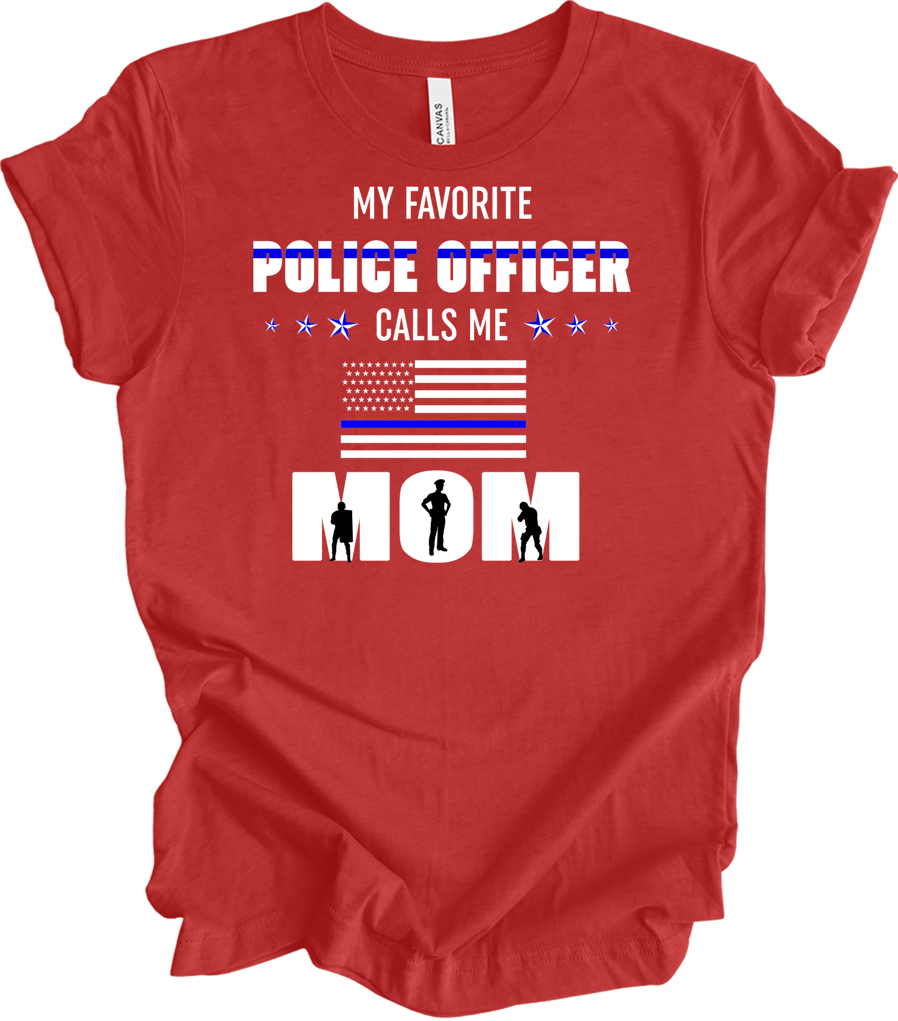 Police Officer Calls Me Mom T-Shirt in Heather Red