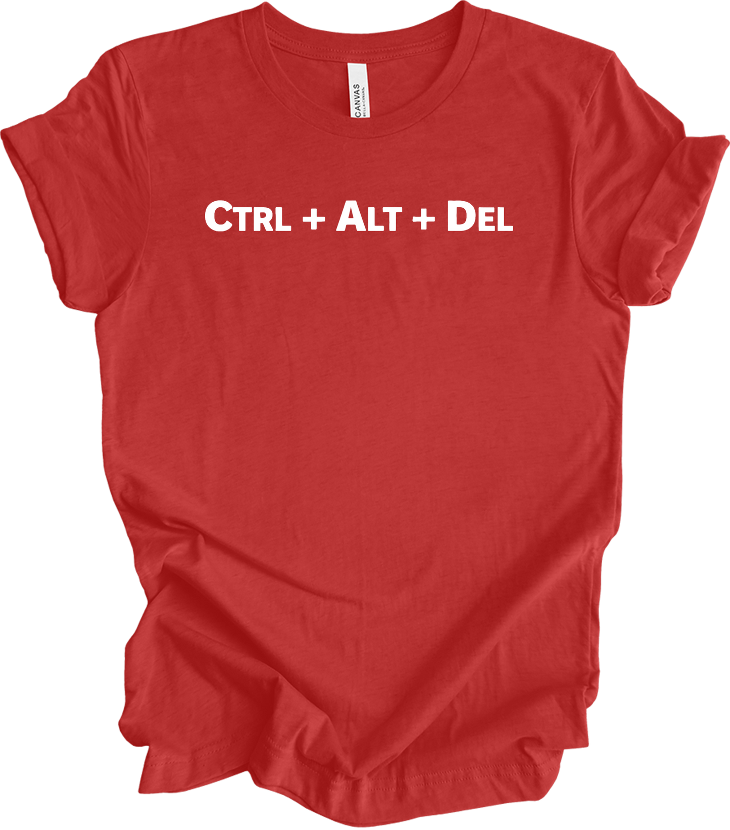 CTRL ALT DEL Tech Humor T-Shirt in Heather Red