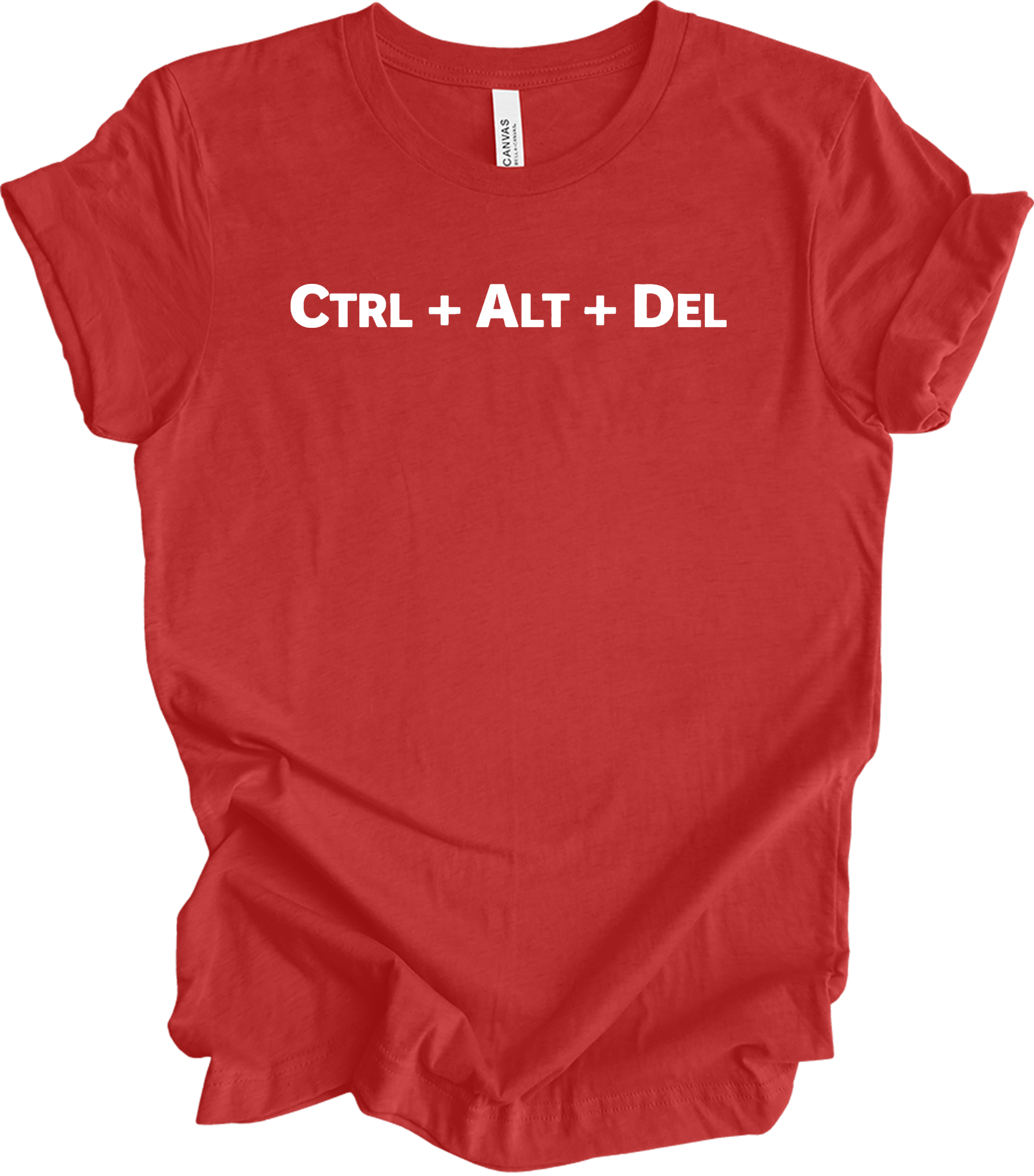 CTRL ALT DEL Tech Humor T-Shirt in Heather Red