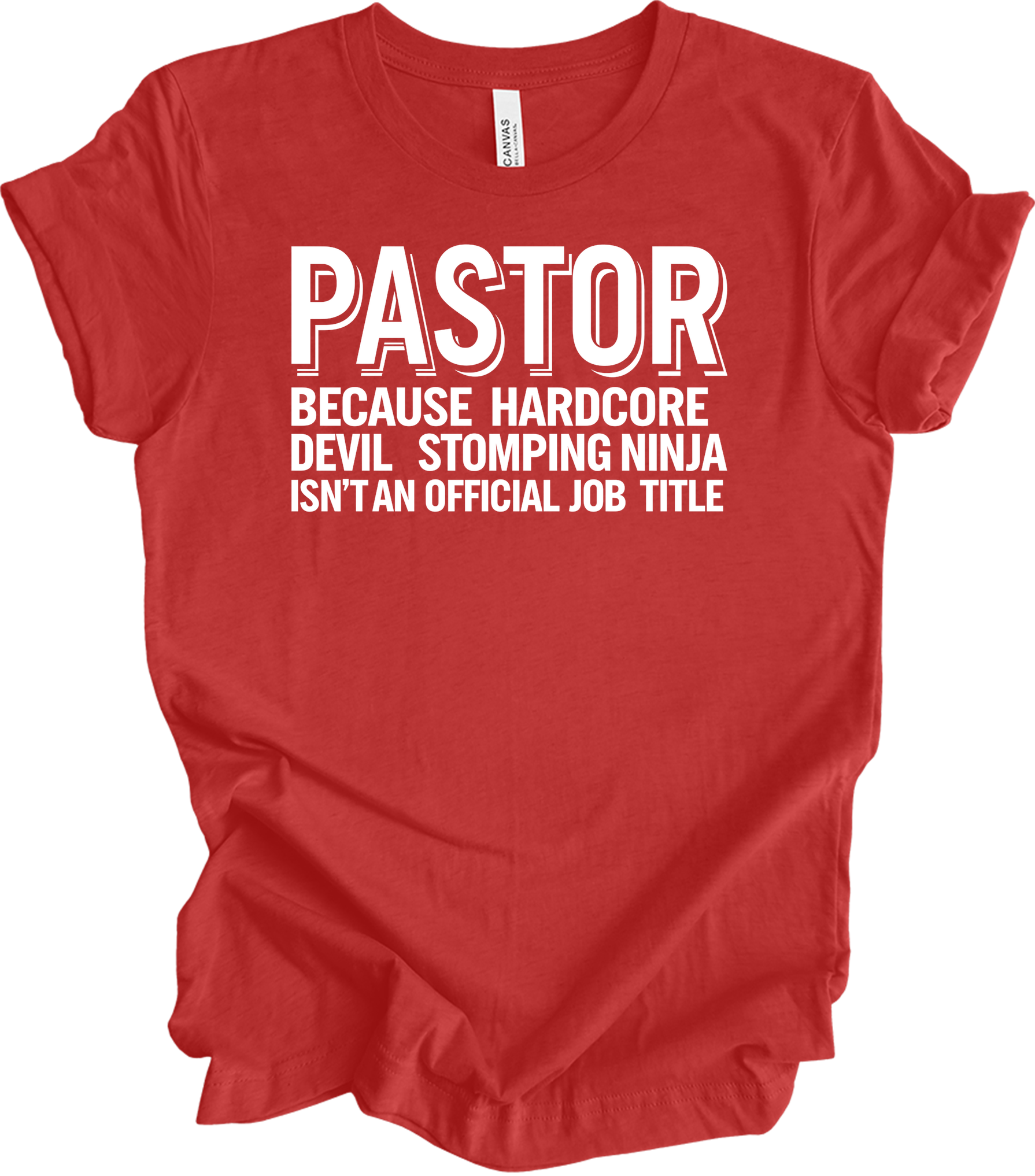 Pastor Typography Humor T-Shirt in Heather Red