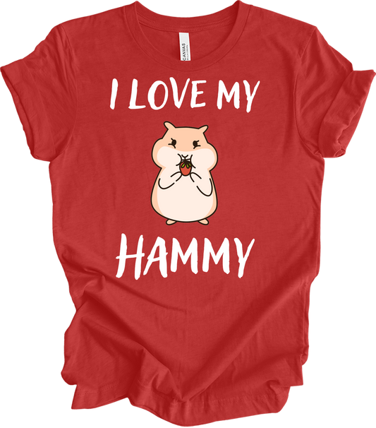 I Love My Hammy Hamster T-Shirt in Heather Red