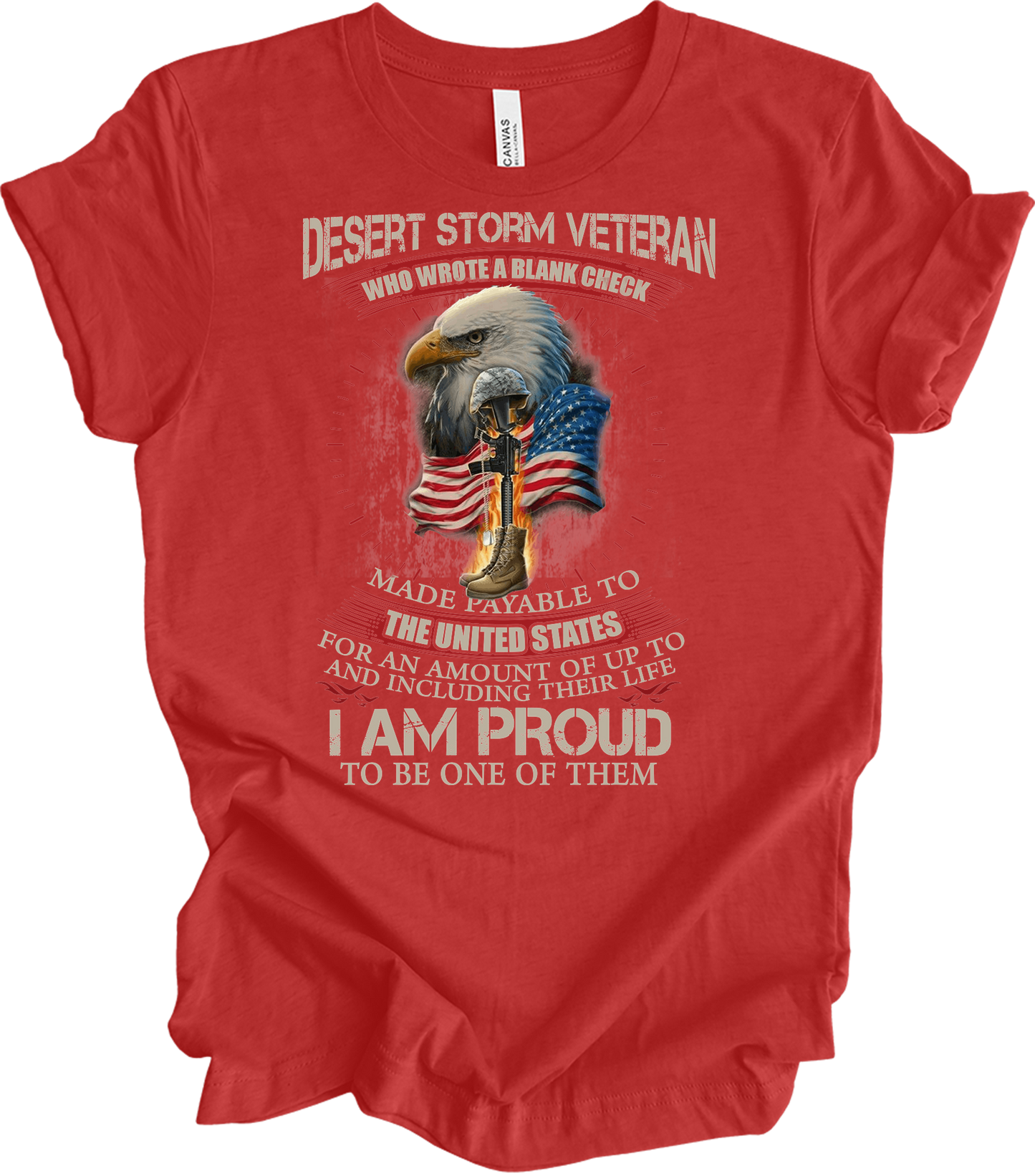 Desert Storm Veteran T-Shirt in Heather Red