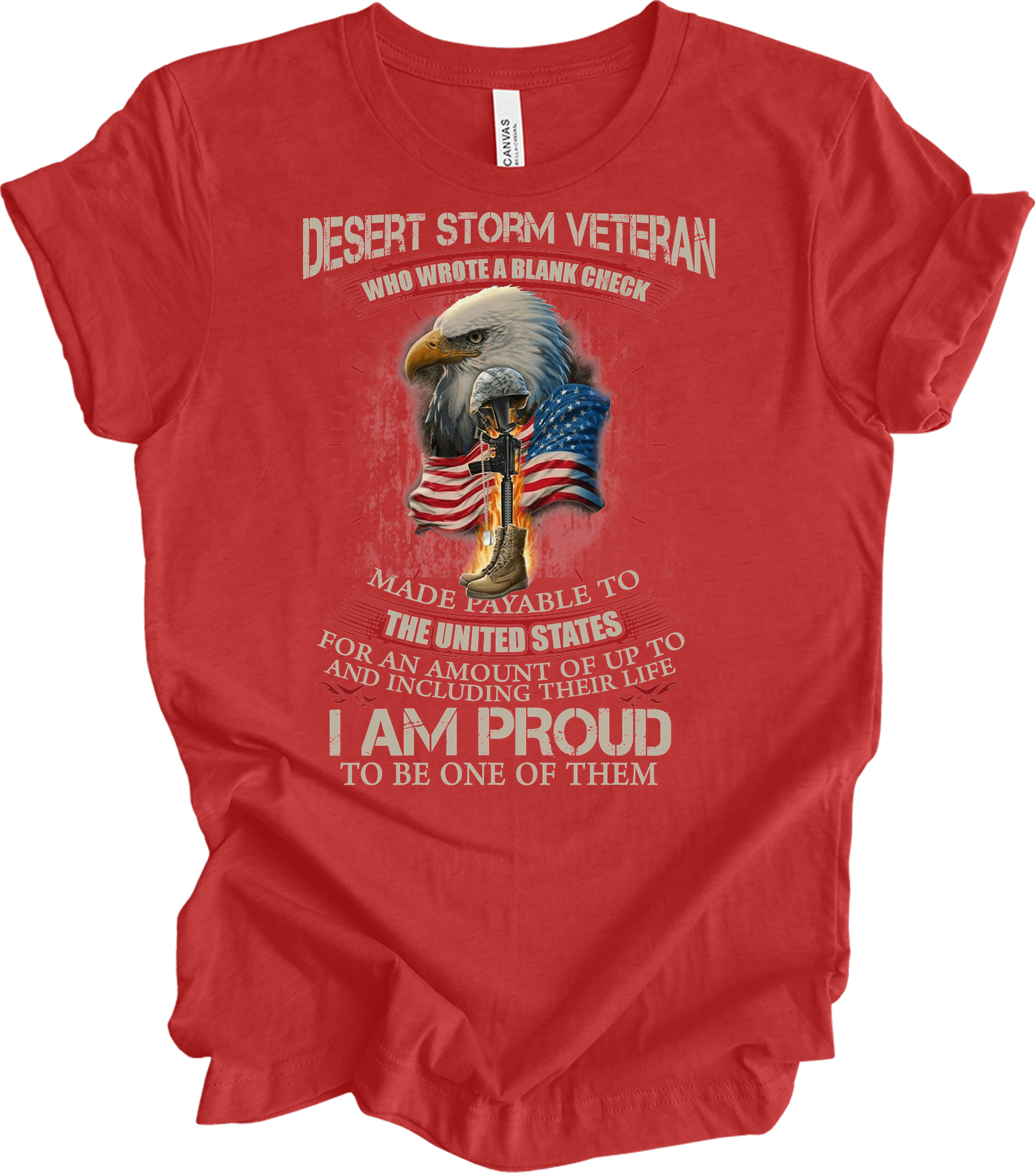 Desert Storm Veteran T-Shirt in Heather Red