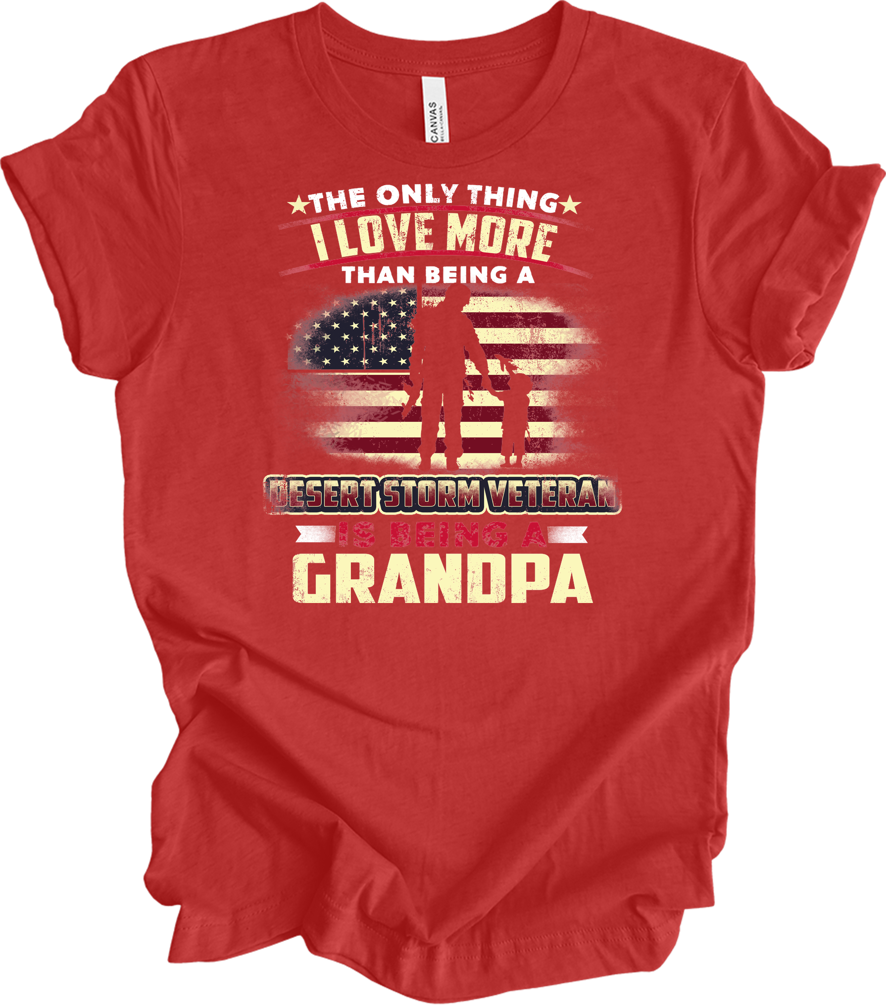 Veteran Grandpa Gift T-Shirt in Heather Red