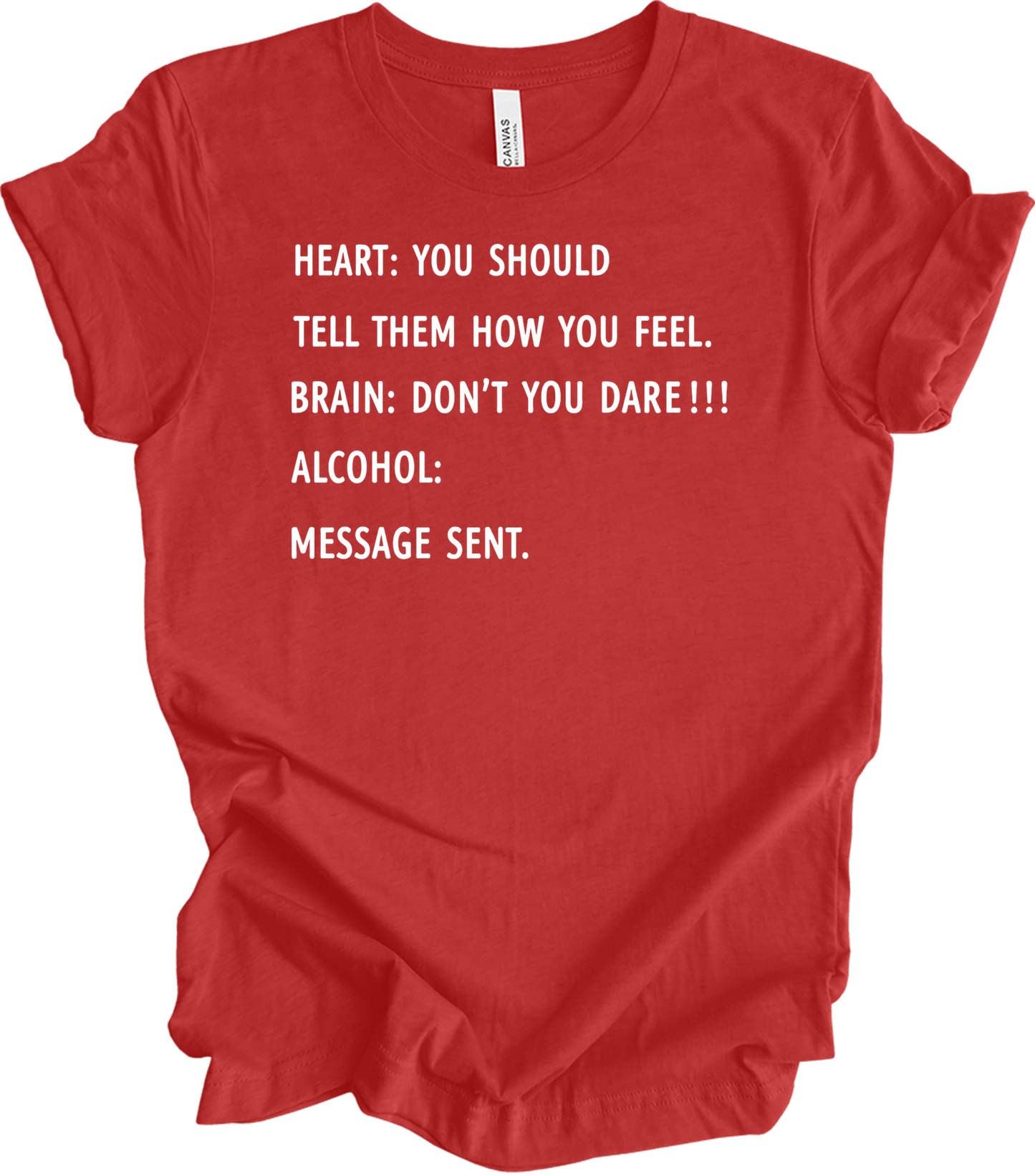 Alcohol: Heart vs Brain T-Shirt in Heather Red