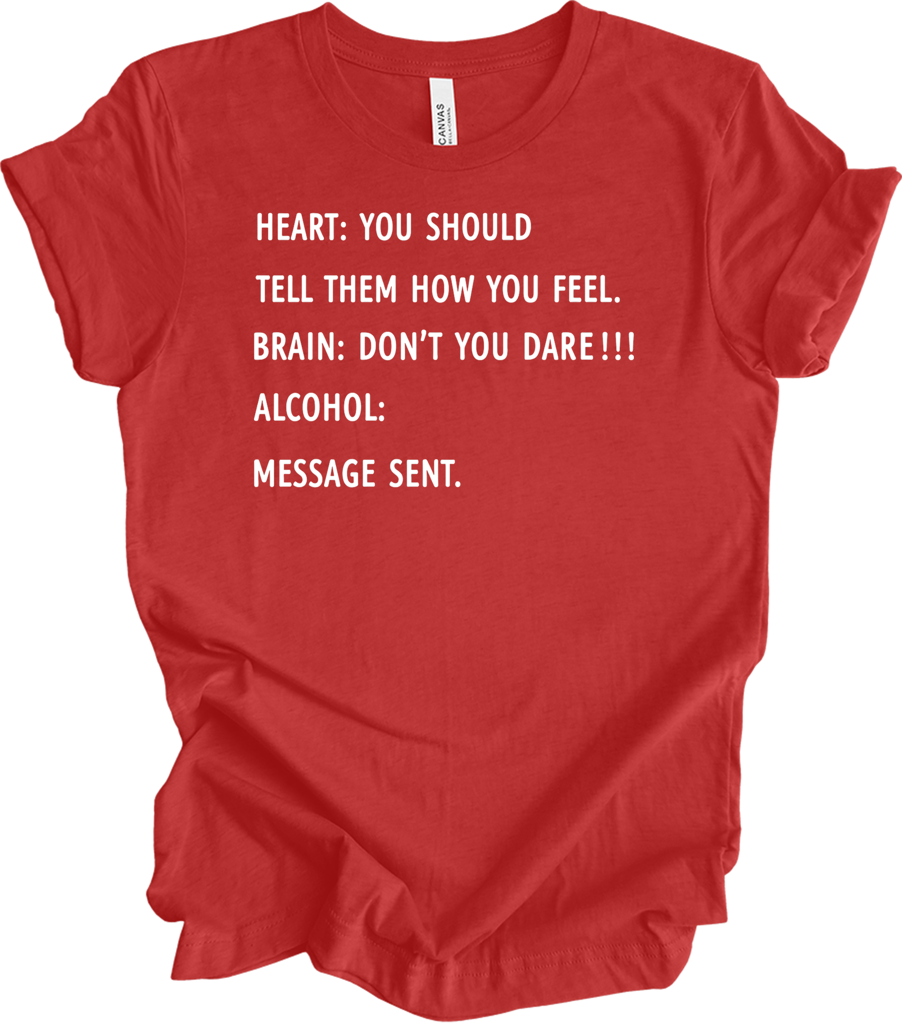 Alcohol: Heart vs Brain T-Shirt in Heather Red