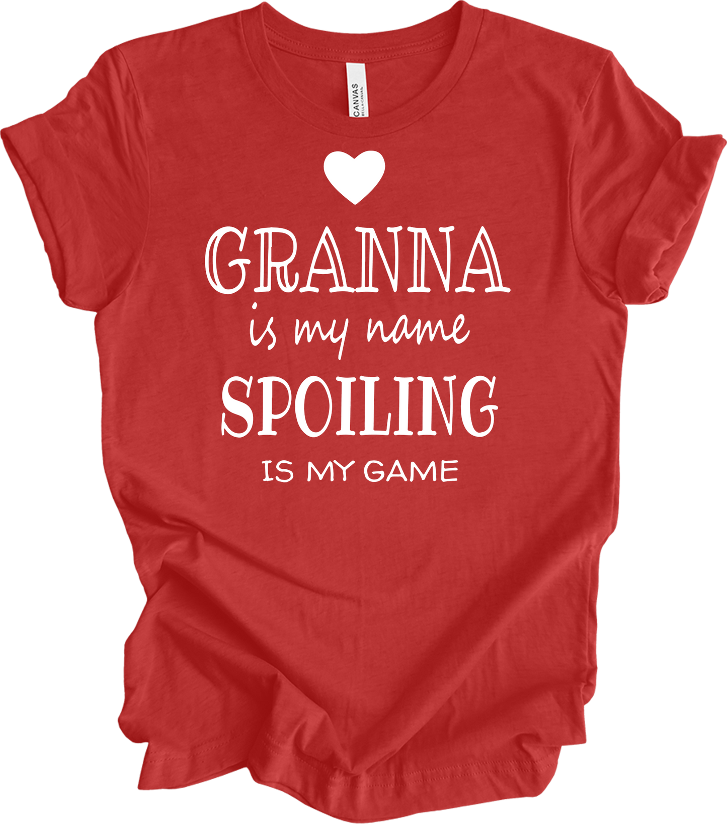 Grandma Is My Name Spoiling Is My Game T-Shirt in Heather Red