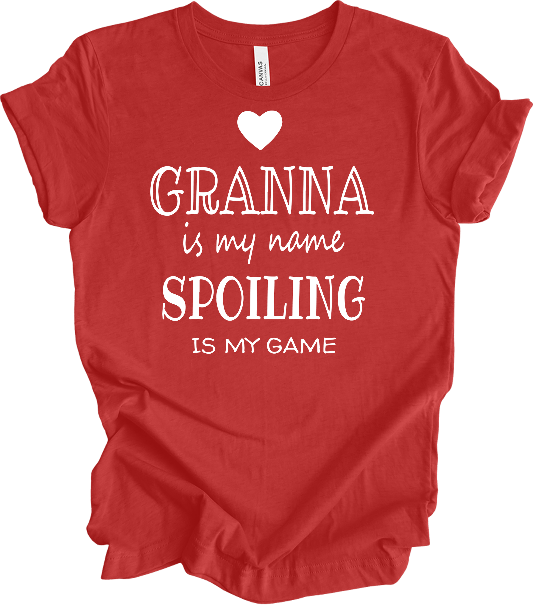 Grandma Is My Name Spoiling Is My Game T-Shirt in Heather Red