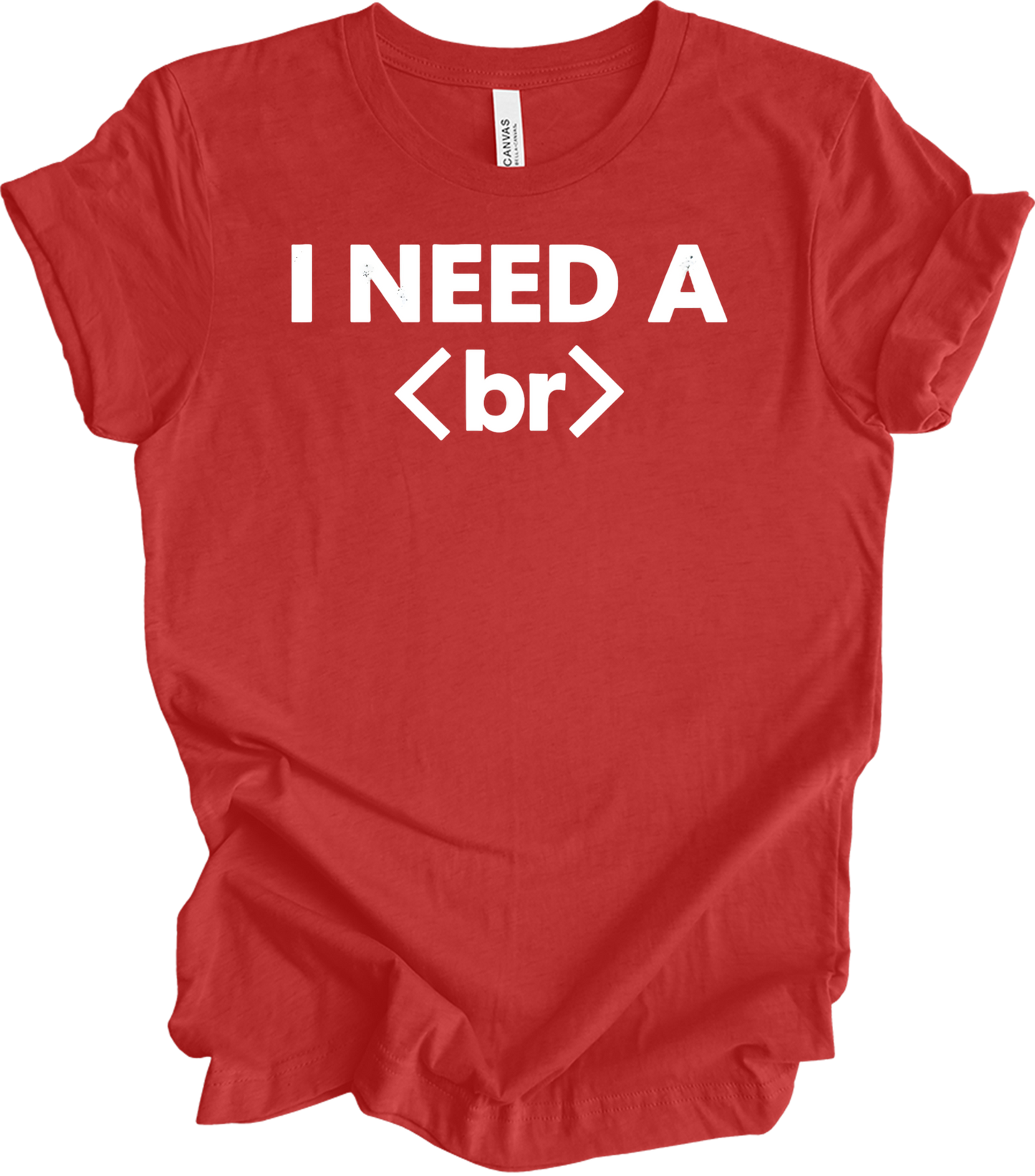I Need a Break <br> Coder T-Shirt in Heather Red