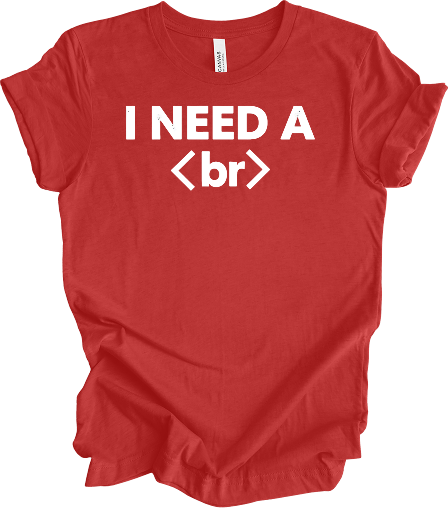 I Need a Break <br> Coder T-Shirt in Heather Red