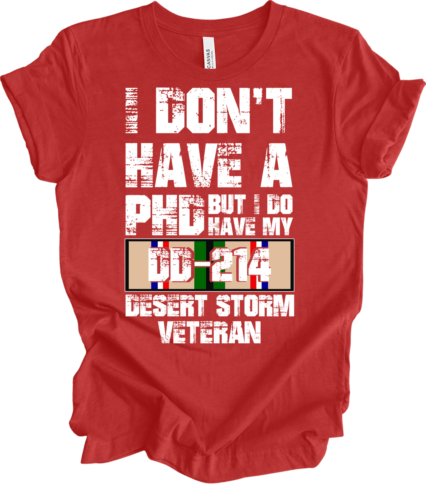 PhD DD214 Veteran T-Shirt in Heather Red