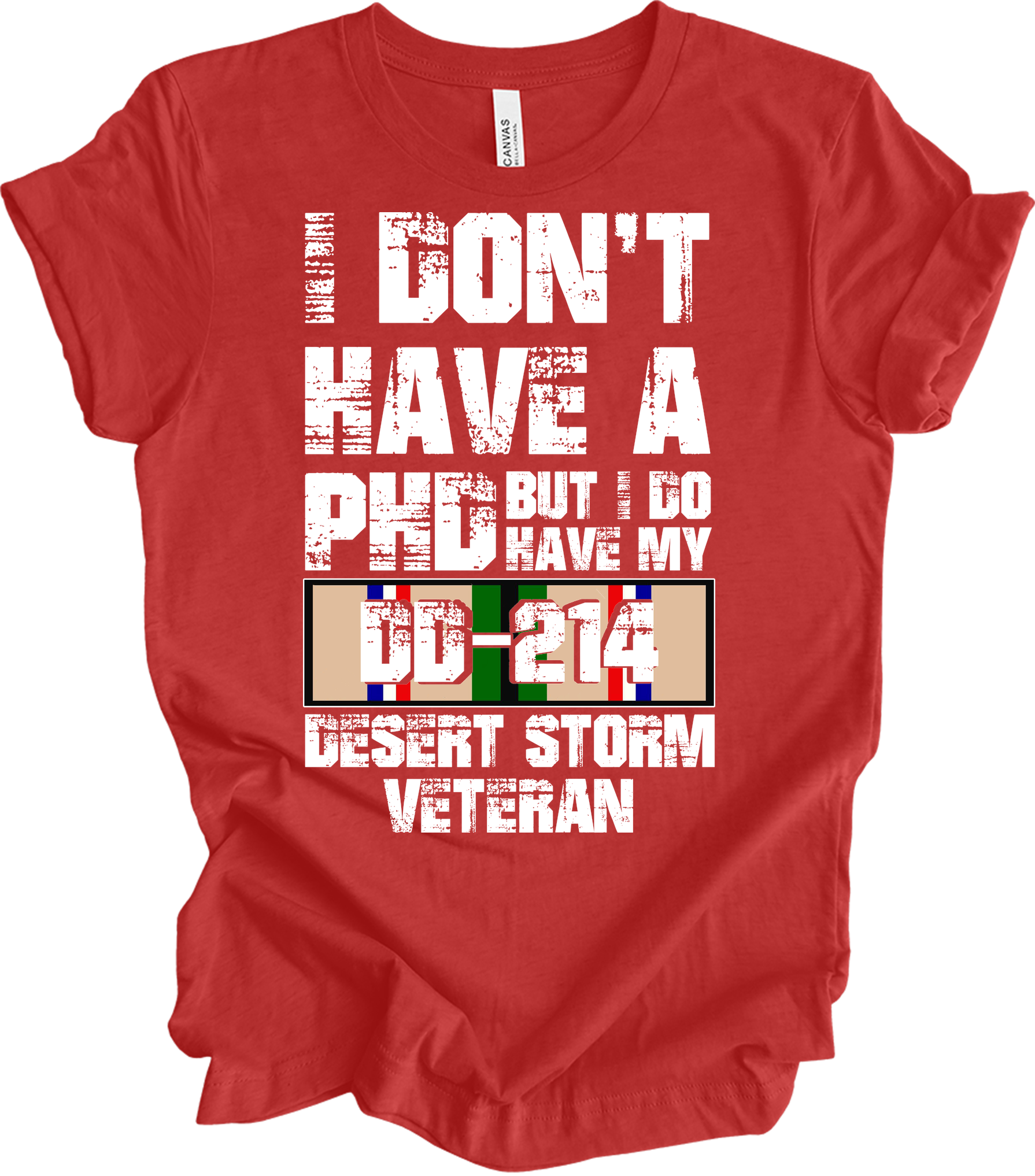 PhD DD214 Veteran T-Shirt in Heather Red