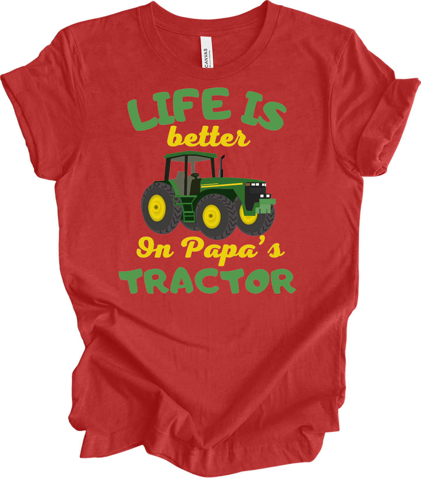 Life Is Better On Papa's Tractor T-Shirt in Heather Red
