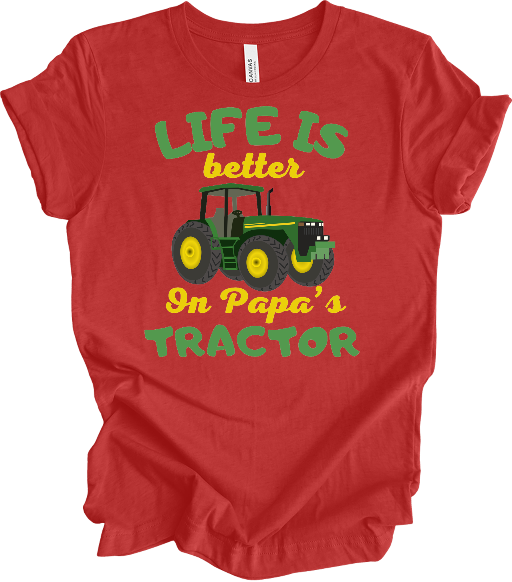 Life Is Better On Papa's Tractor T-Shirt in Heather Red
