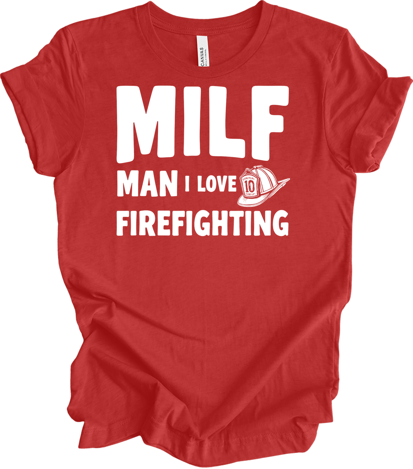 MILF Man I Love Firefighting T-Shirt in Heather Red