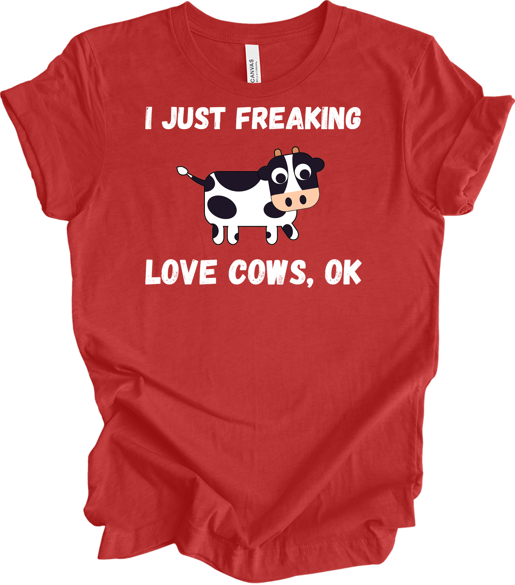 I Just Freaking Love Cows Ok T-Shirt in Heather Red
