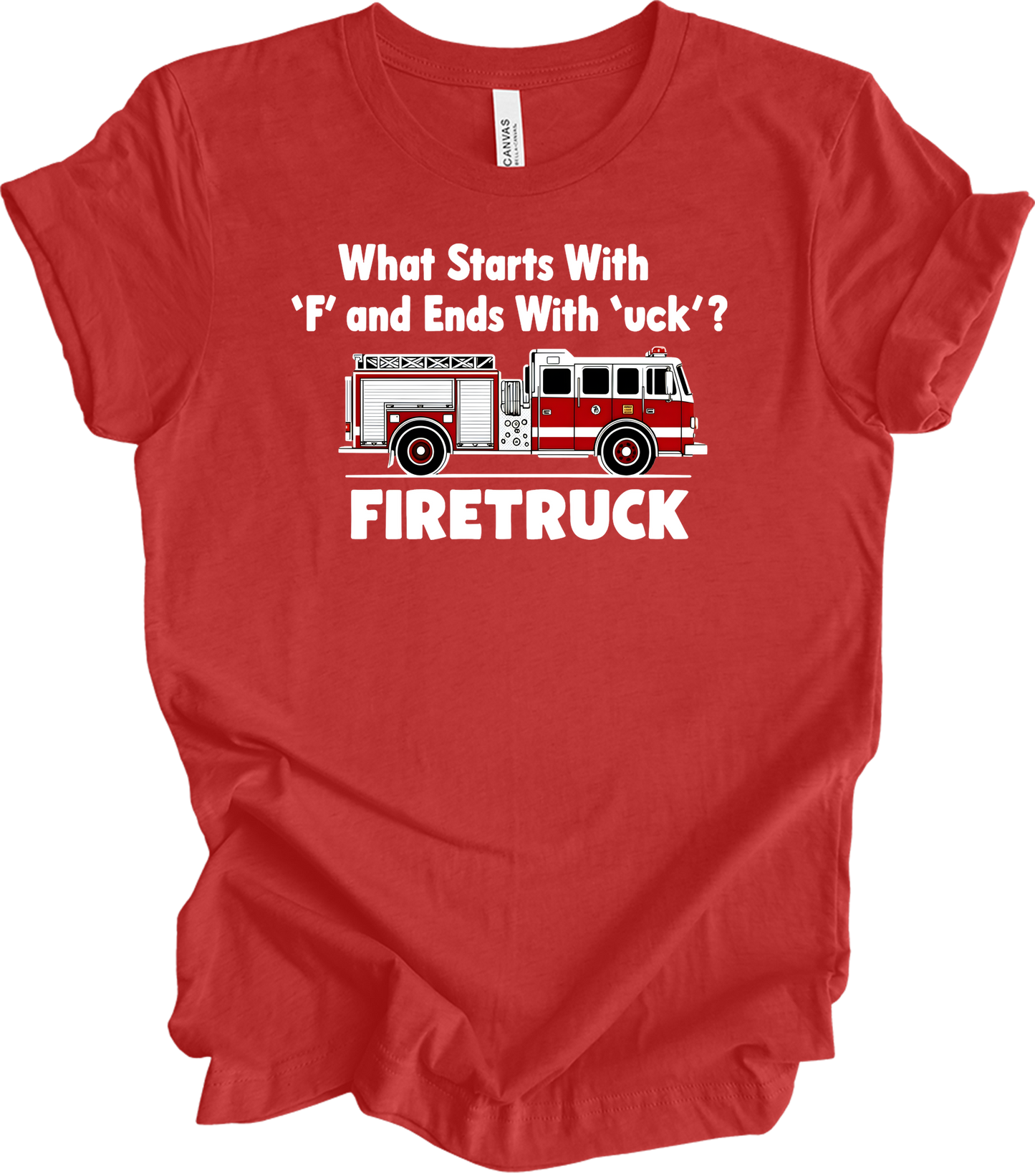 Funny Fire Truck T-Shirt in Heather Red
