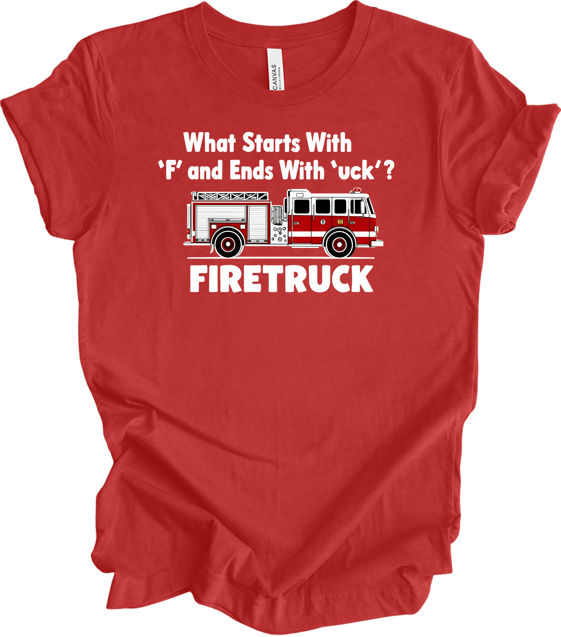 Funny Fire Truck T-Shirt in Heather Red