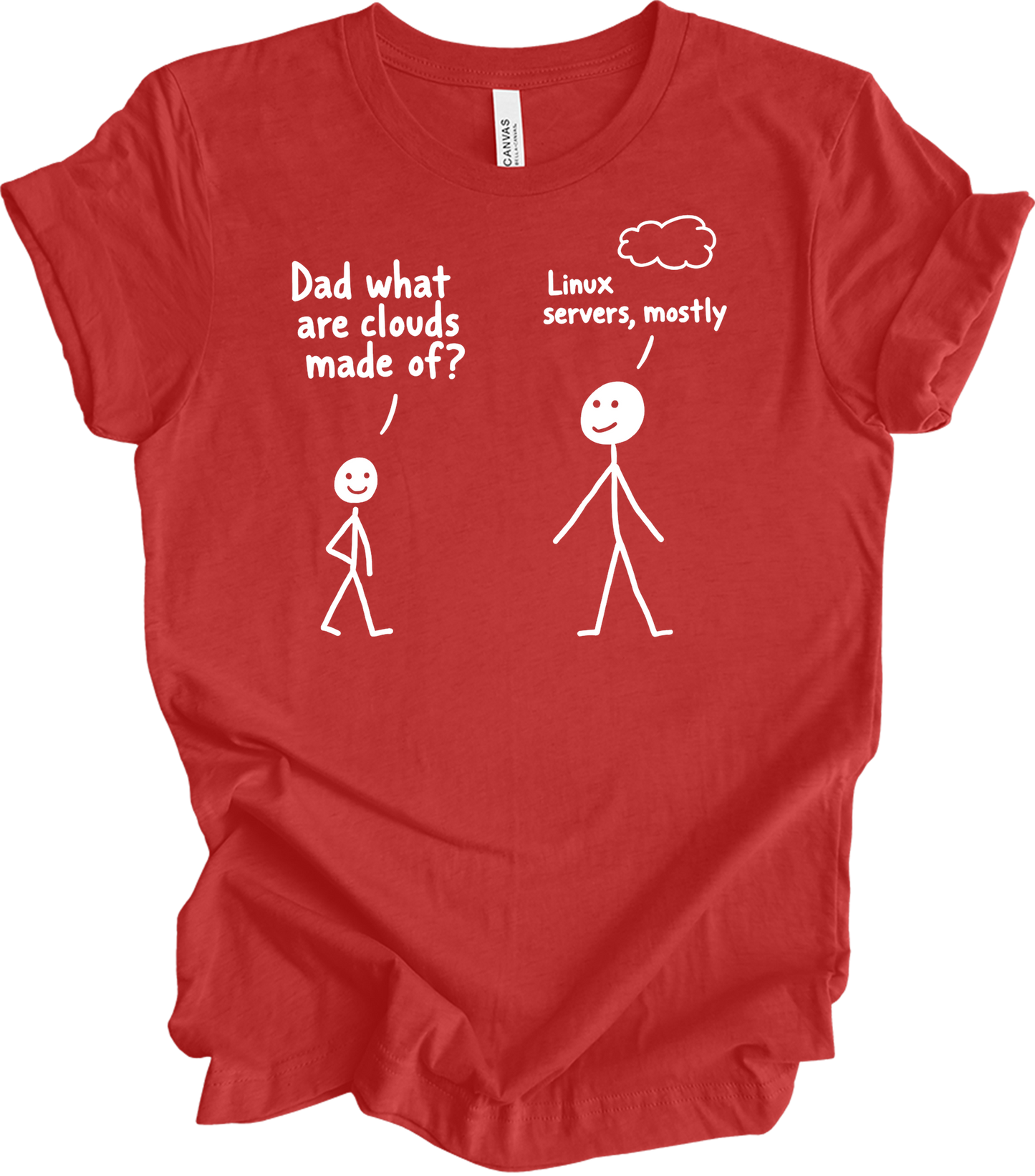 Dad What Are Clouds Made Of? Linux T-Shirt in Heather Red