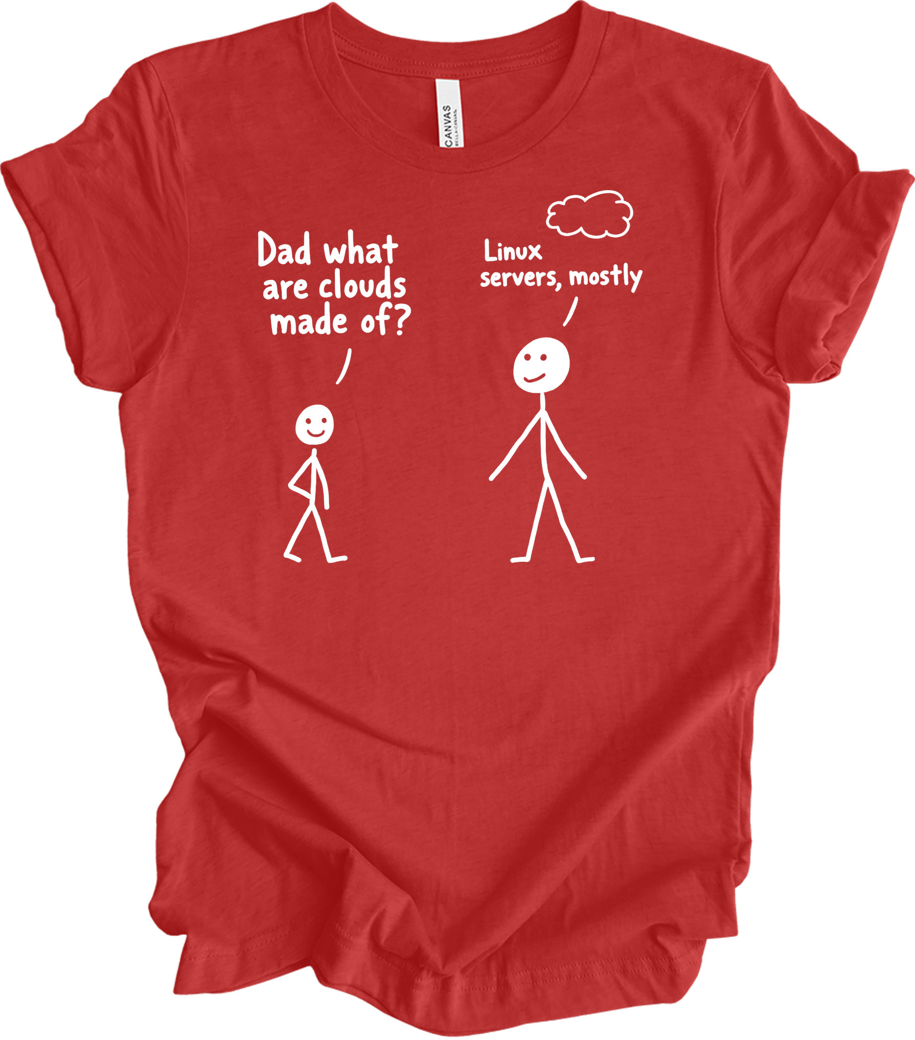 Dad What Are Clouds Made Of? Linux T-Shirt in Heather Red