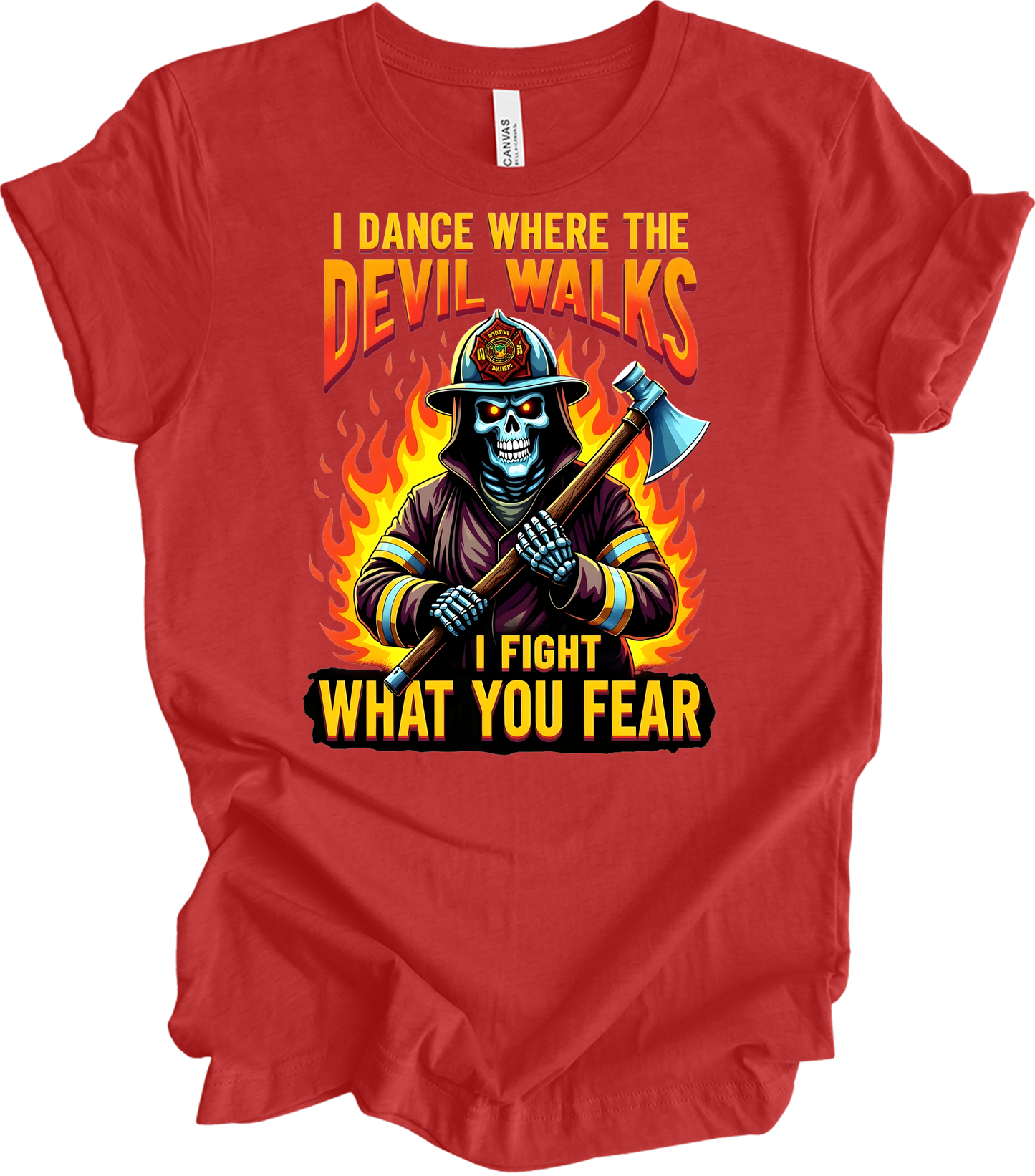 Firefighter - Devil Walks T-Shirt in Heather Red