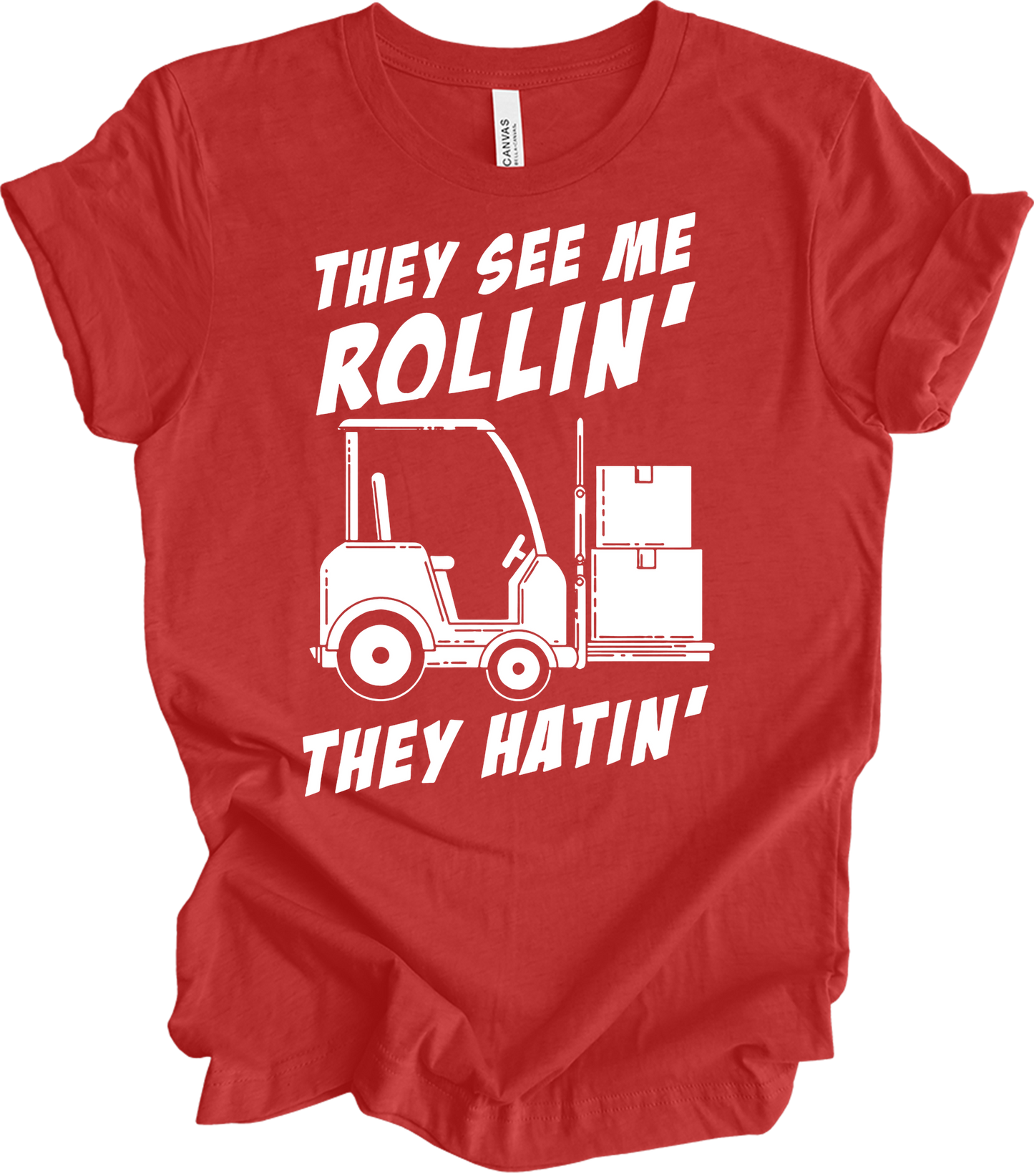 Forklift Operator Funny T-Shirt in Heather Red