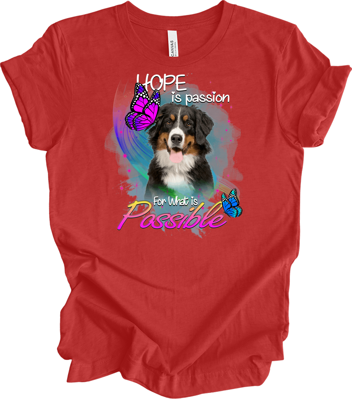 Bernese Mountain Dog Hope T-Shirt in Heather Red