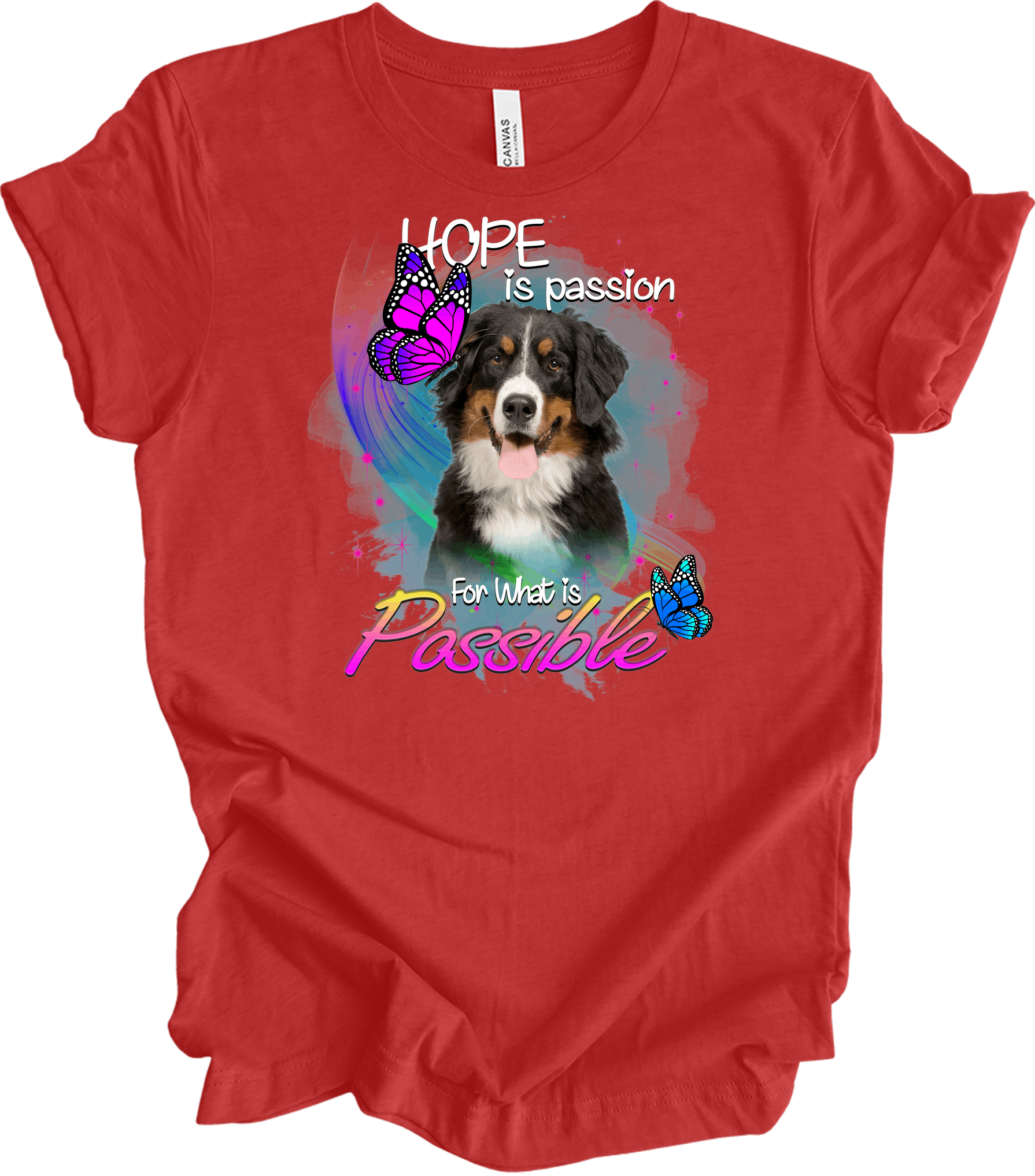 Bernese Mountain Dog Hope T-Shirt in Heather Red