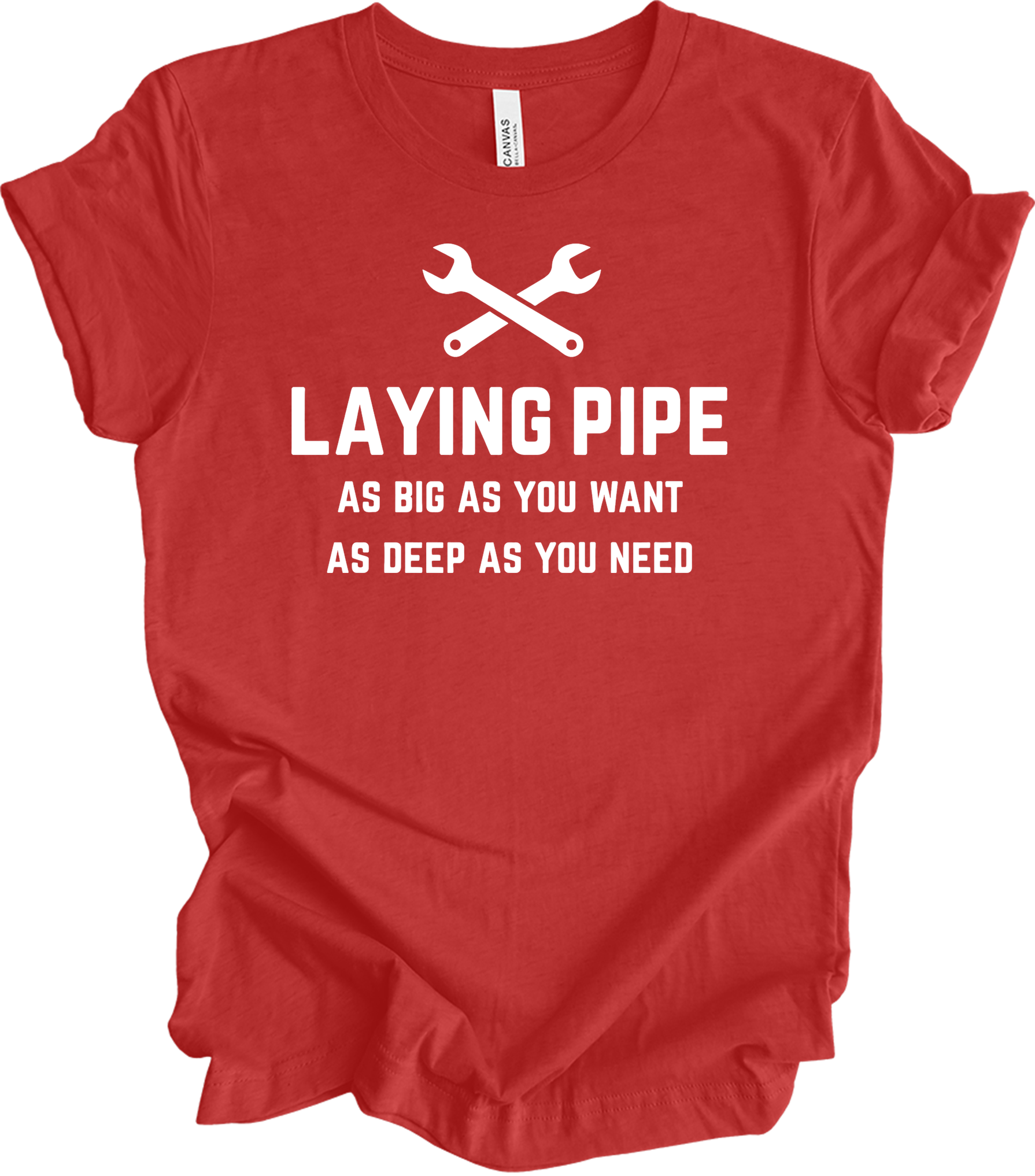 Laying Pipe Funny Plumber T-Shirt in Heather Red