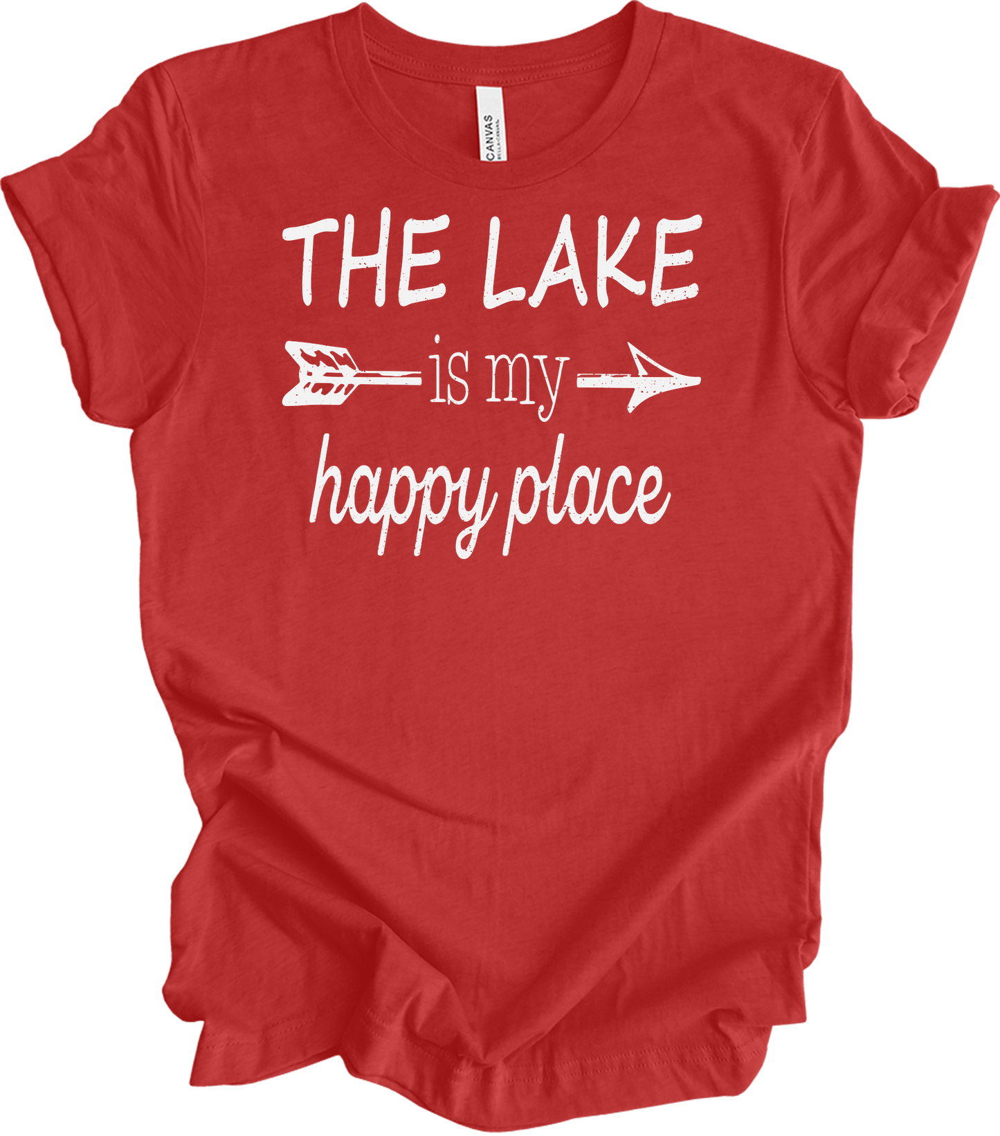 The Lake Is My Happy Place T-Shirt in Heather Red