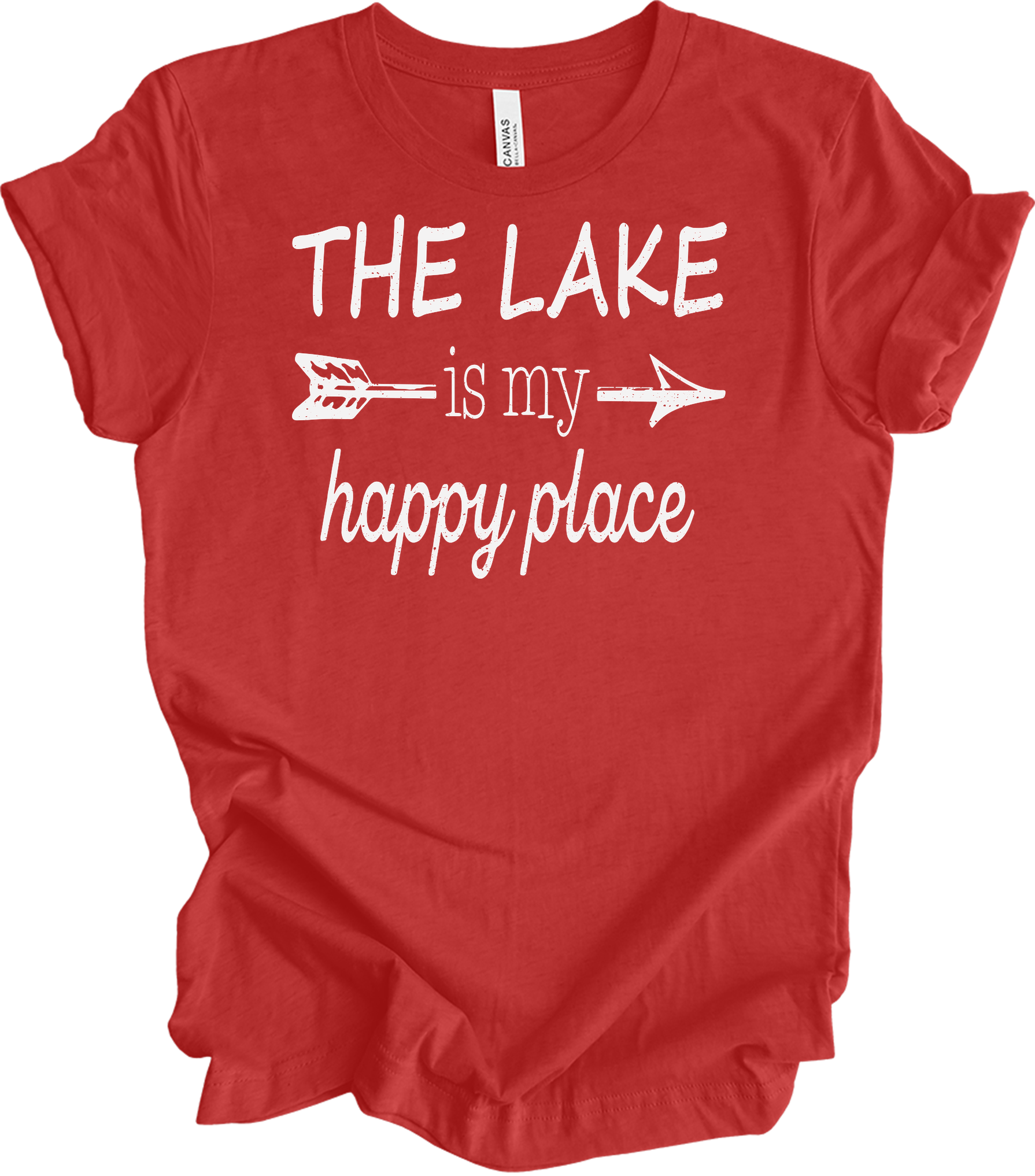 The Lake Is My Happy Place T-Shirt in Heather Red