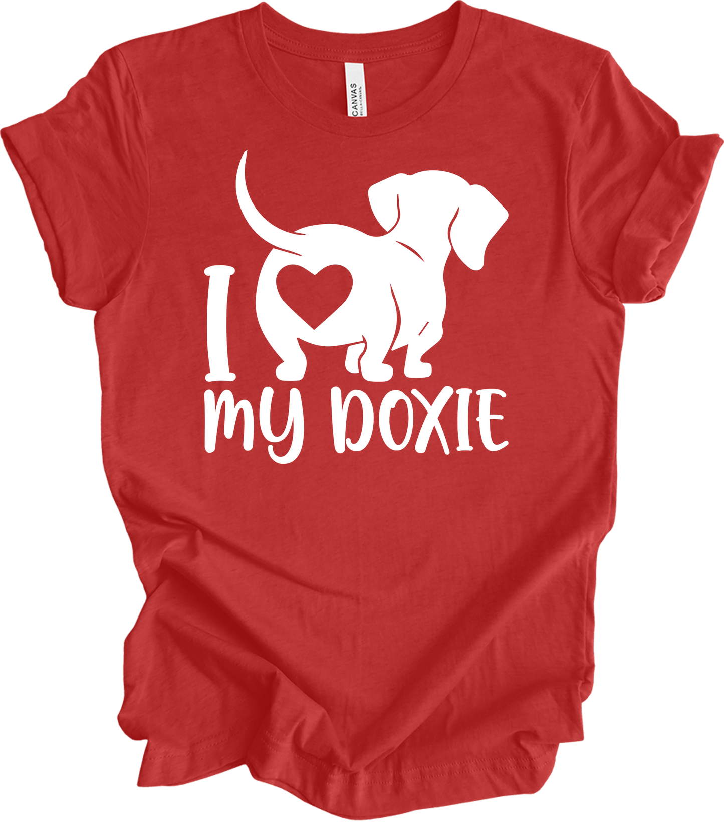 I Love My Doxie Mom T-Shirt in Heather Red