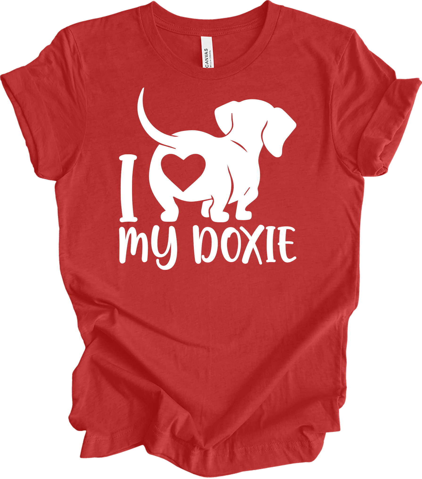 I Love My Doxie Mom T-Shirt in Heather Red