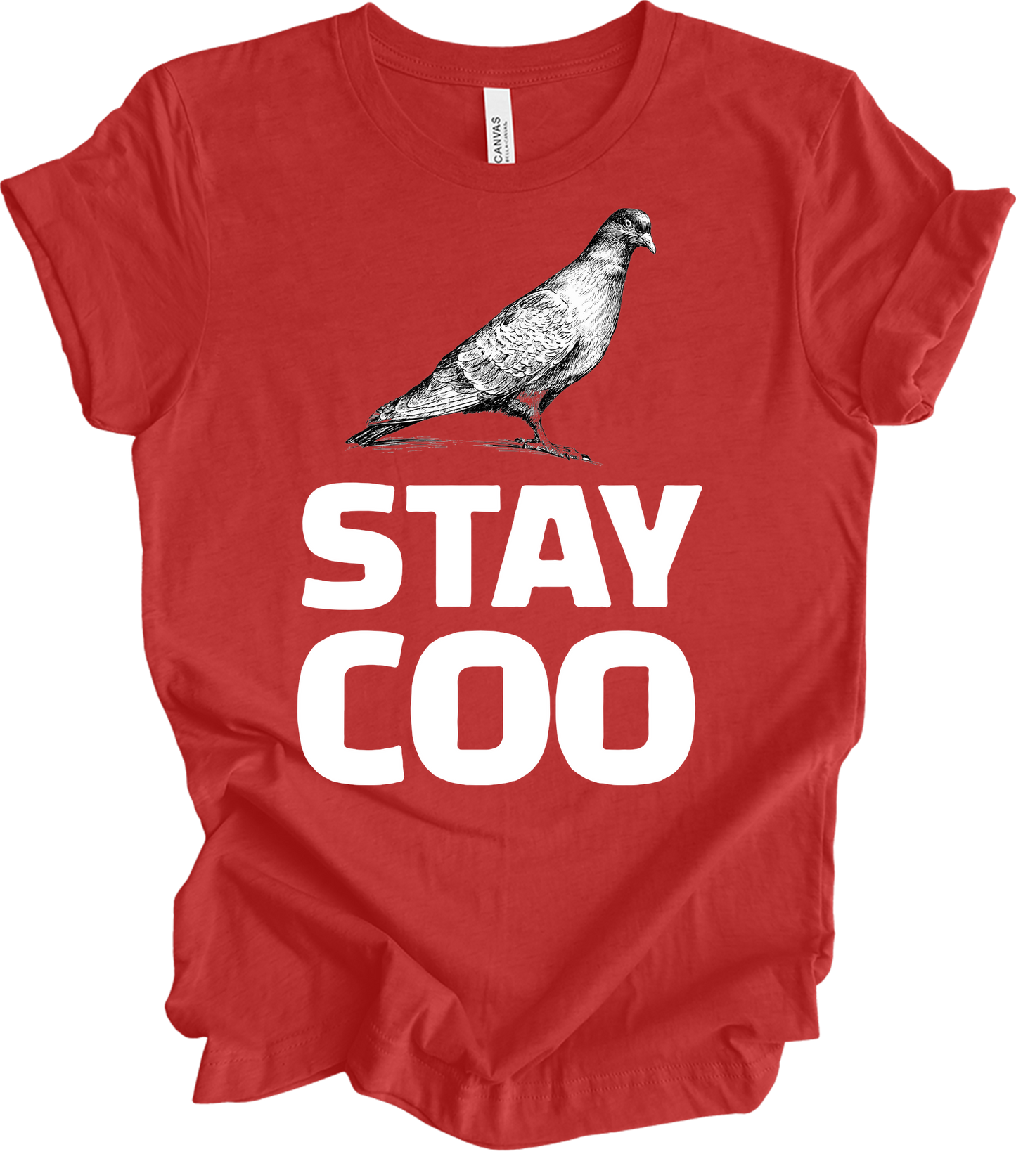 Stay Coo Pigeon - Vintage Style T-Shirt in Heather Red